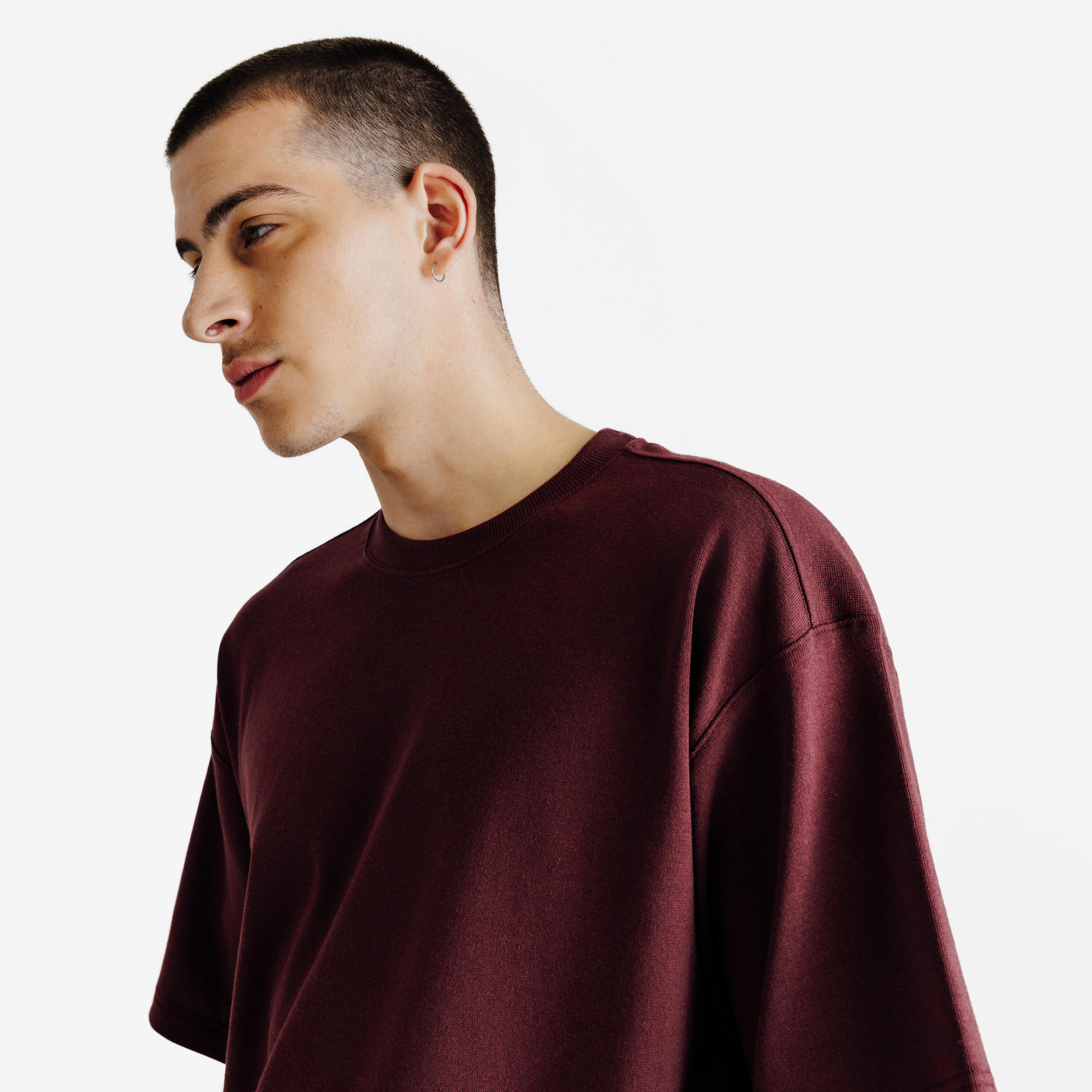 T-shirt uomo ELEMENTALS oversize bordeaux 3/4
