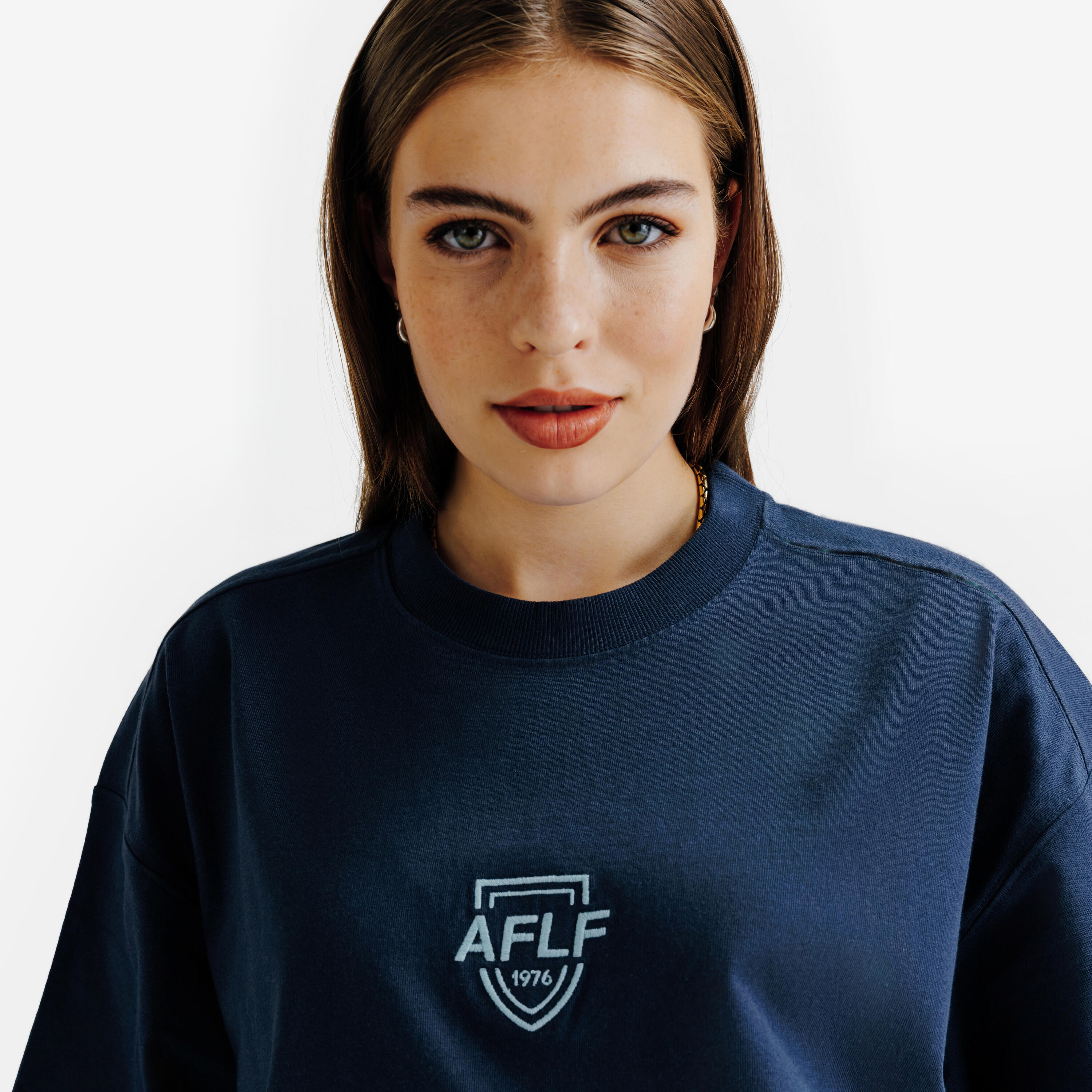 T-shirt crop graphique femme, Heritage, bleu marine 3/6