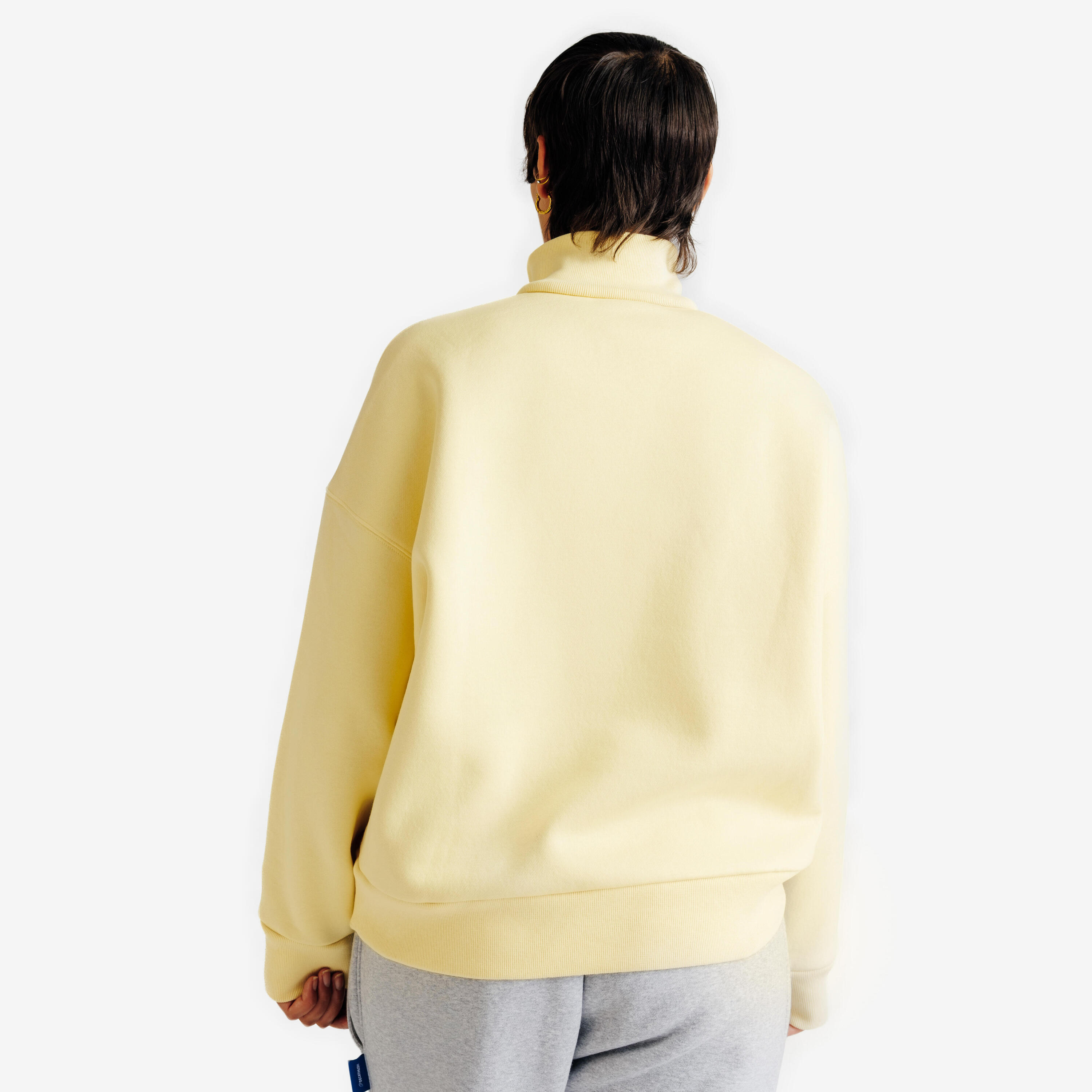 Sweat à col zippé femme, Elementals, jaune pastel 4/6