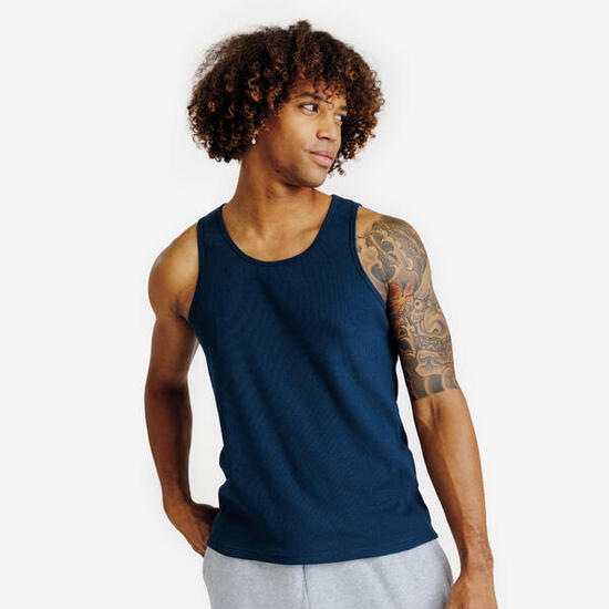 Débardeur côtelé homme, Elementals, bleu marine