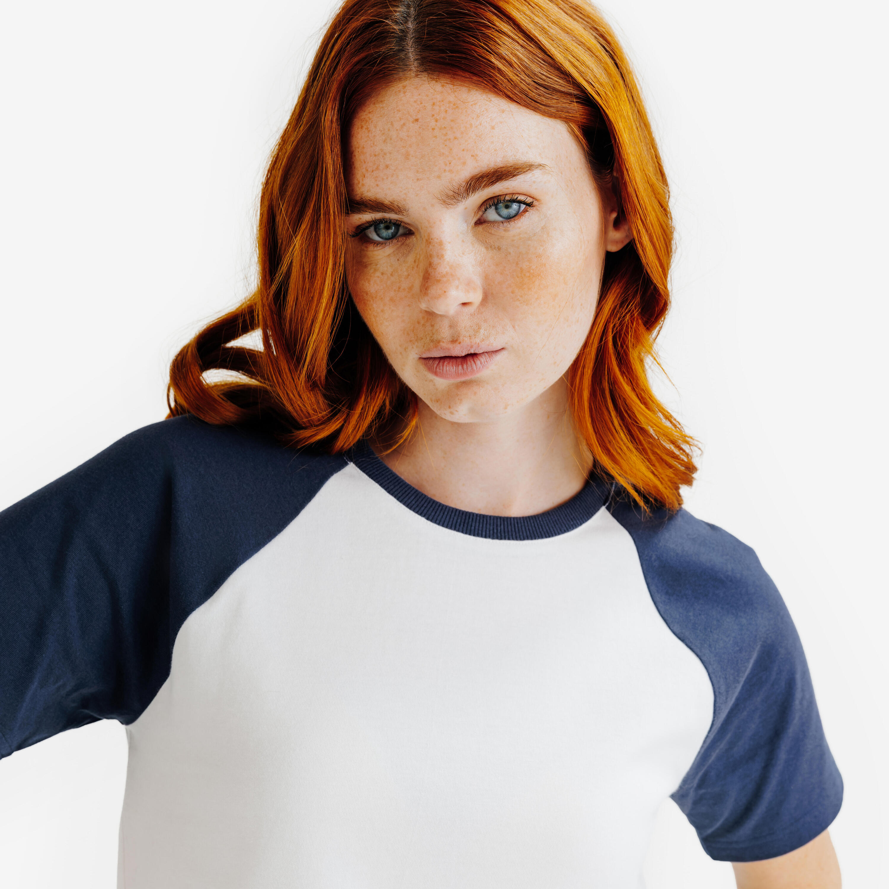T-Shirt Mulher, Heritage, Branco e Azul-Marinho 3/5