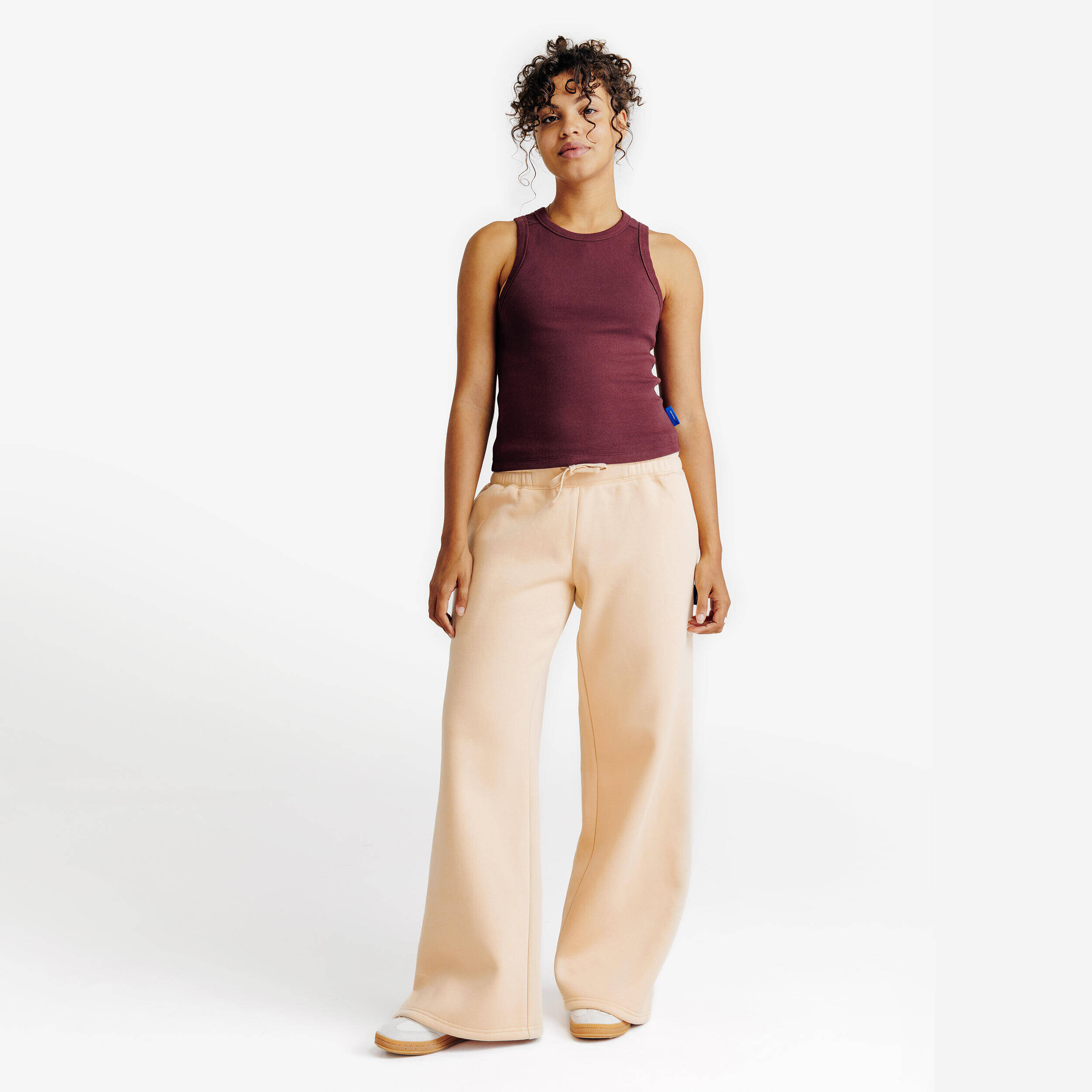 Women's Straight-Leg Jogging Bottoms Elementals Beige