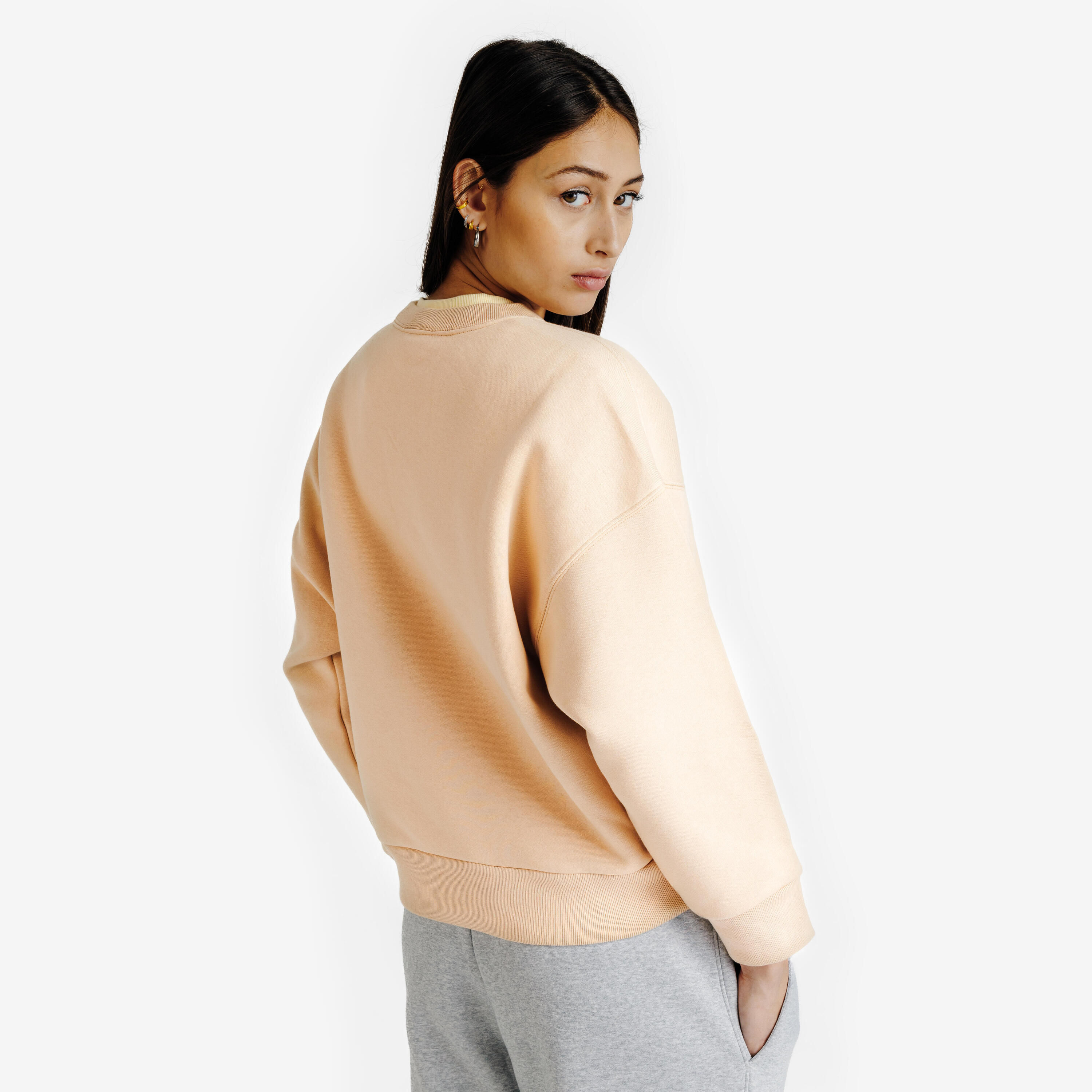 Sweat col rond femme, Elementals, beige 4/5