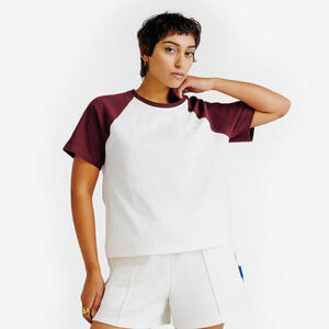 Camiseta mujer, Heritage, blanco y burdeos