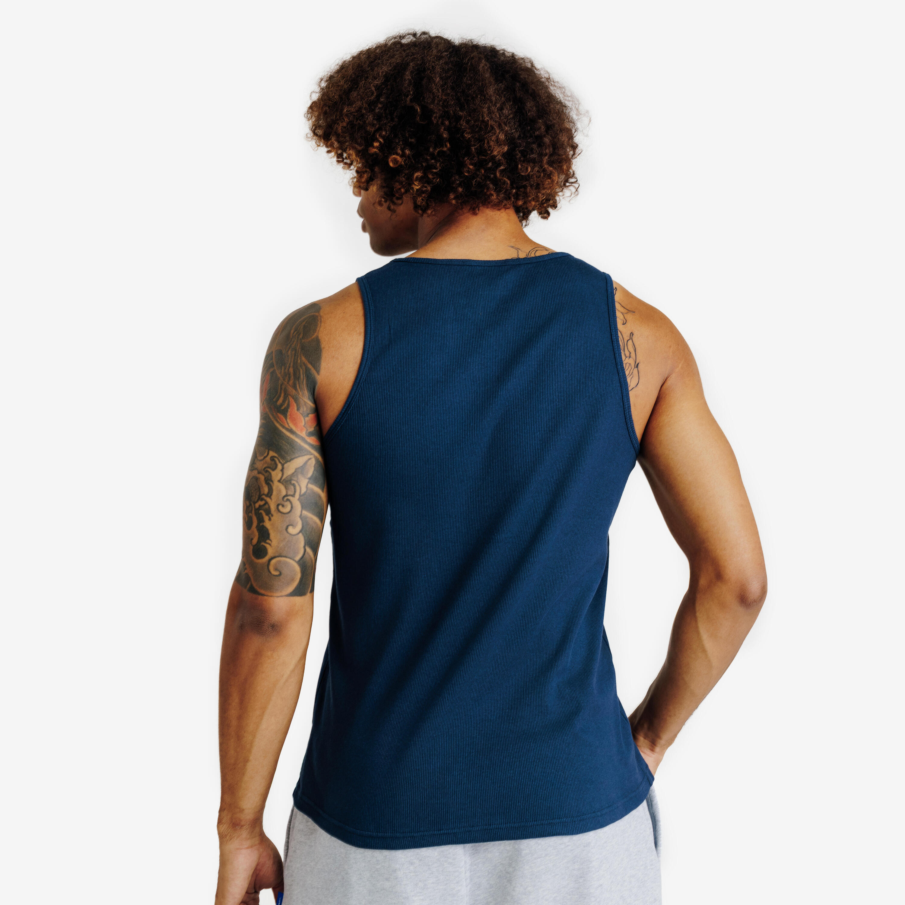 Geripptes Tanktop Herren, Elementals, marineblau 4/4