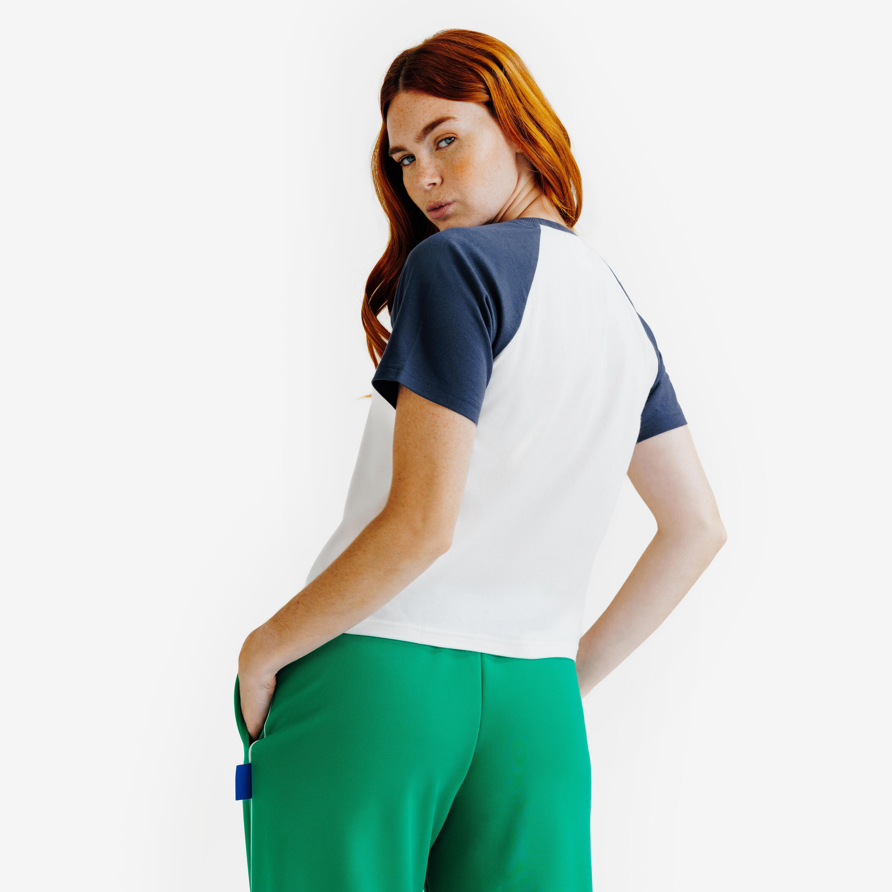 T-Shirt Mulher, Heritage, Branco e Azul-Marinho 4/5