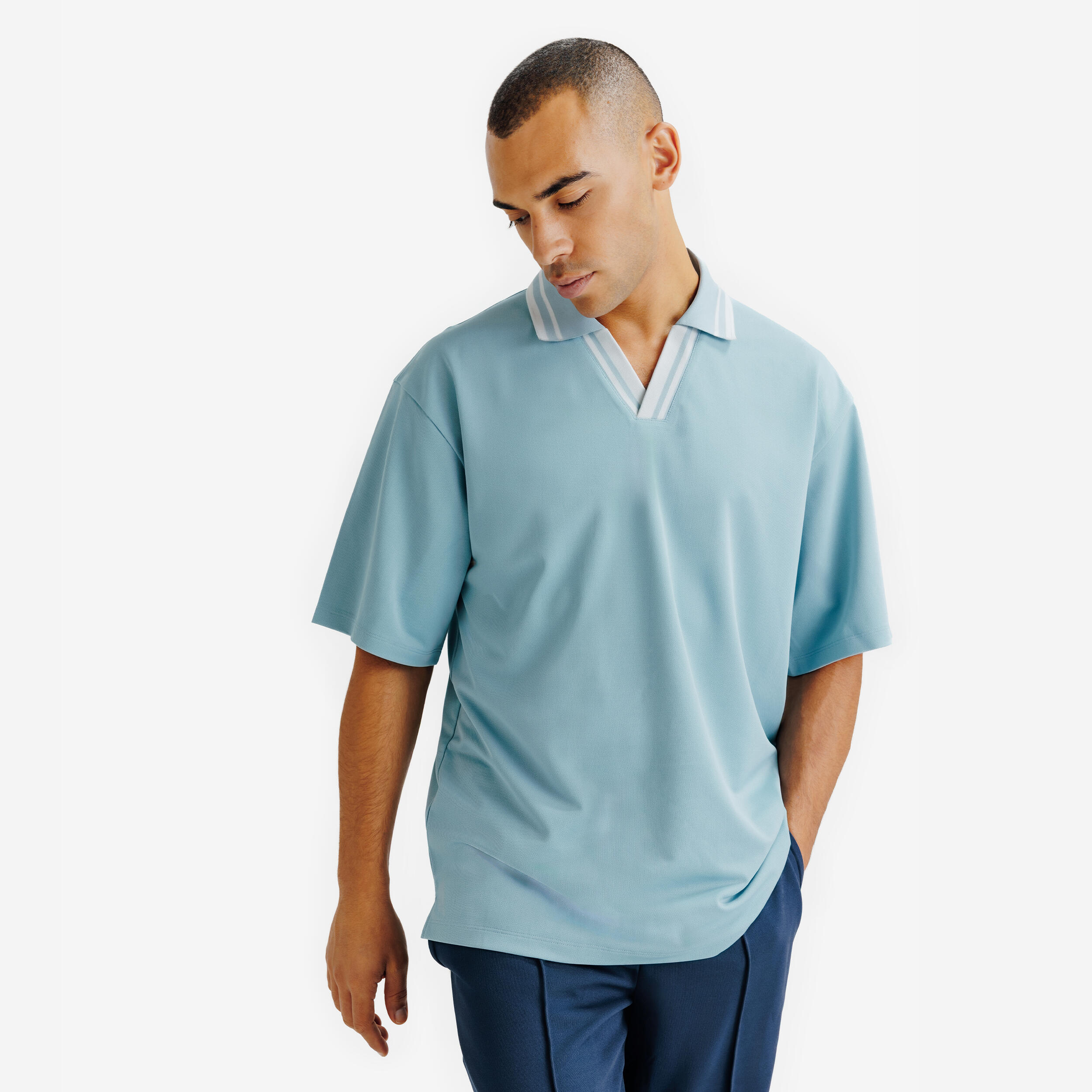 DECATHLON Pánske oversize polo tričko Heritage modré S