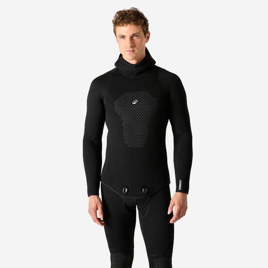 Veste Chasse sous-marine et apnée néoprène Ocena 5mm homme, SPF 500 Noir