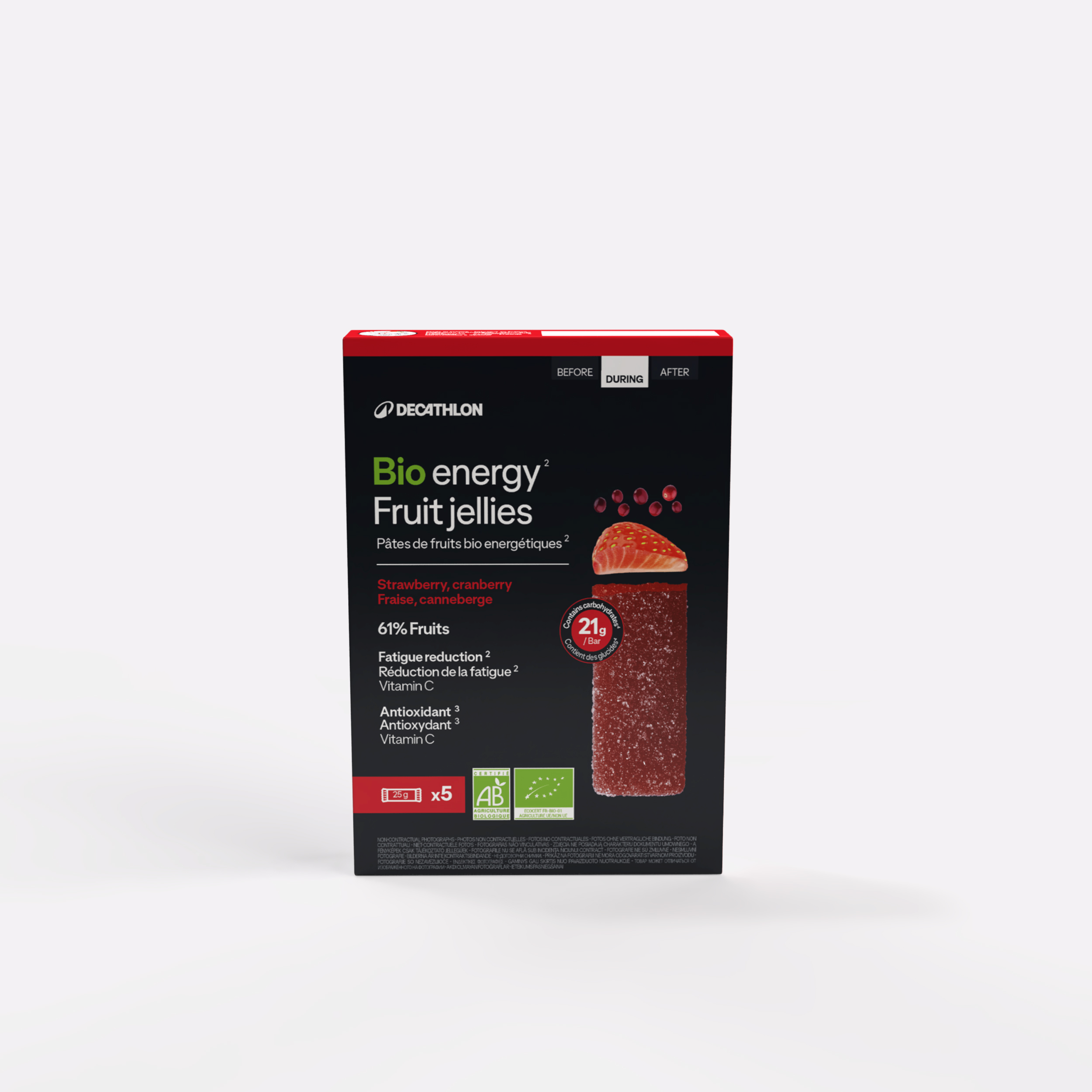 Pâte de fruits énergétique bio aptonia fraise cranberries 5x25g - Santé - Decathlon- Clubs - Entreprises - Collectivités - Associations