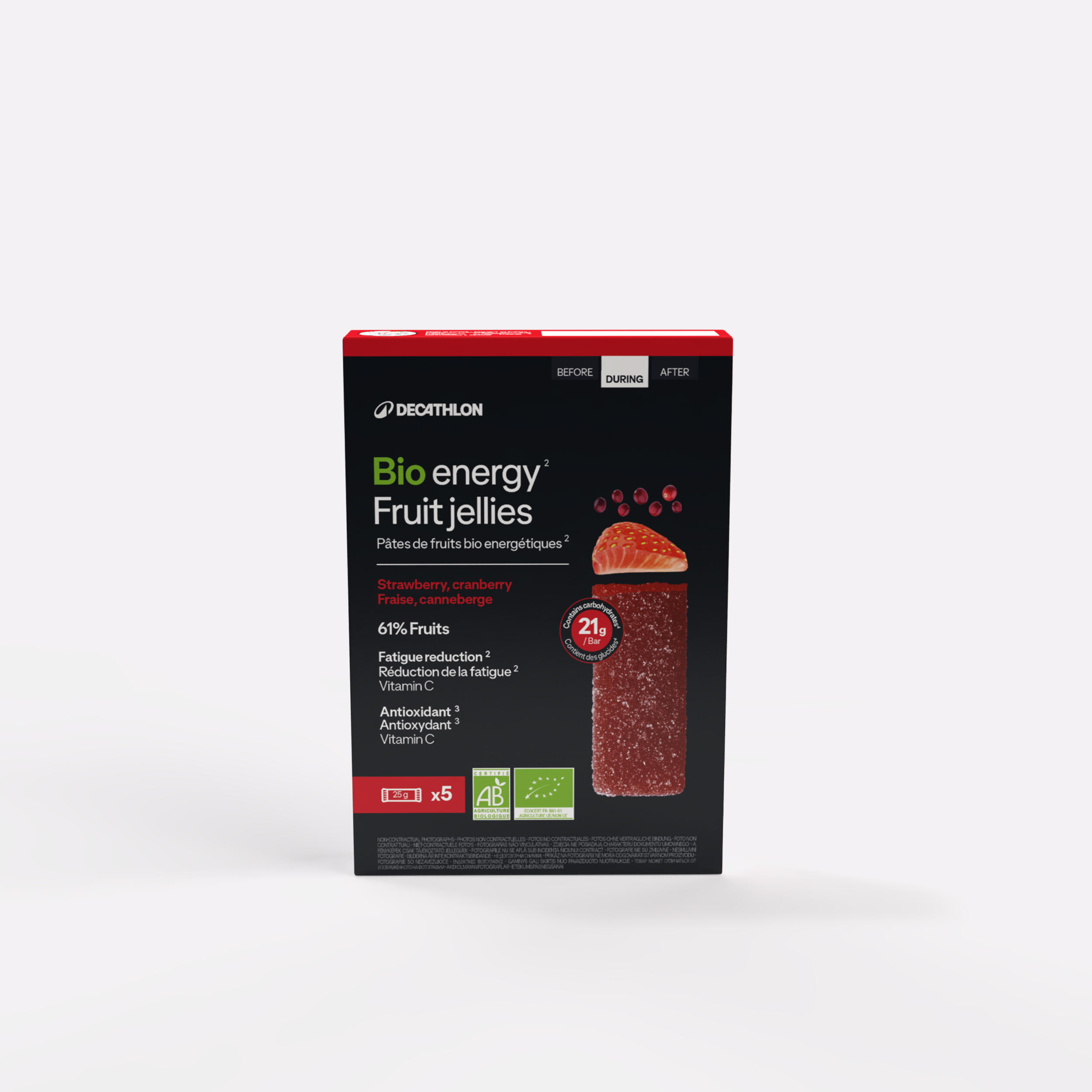 DECATHLON Pasta de Fruta Energética Bio Aptonia Morango Arando 5x25g