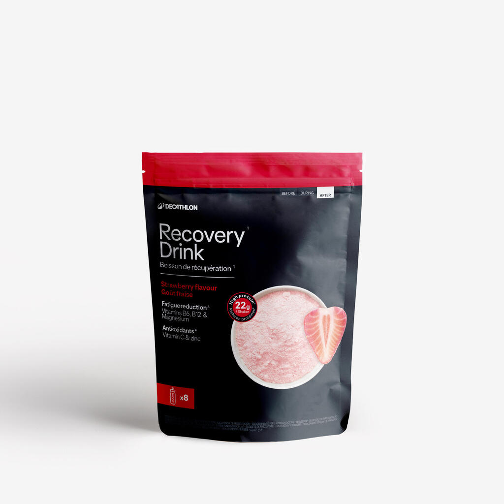 Powdered 600 g protein drink for recovery - strawberry