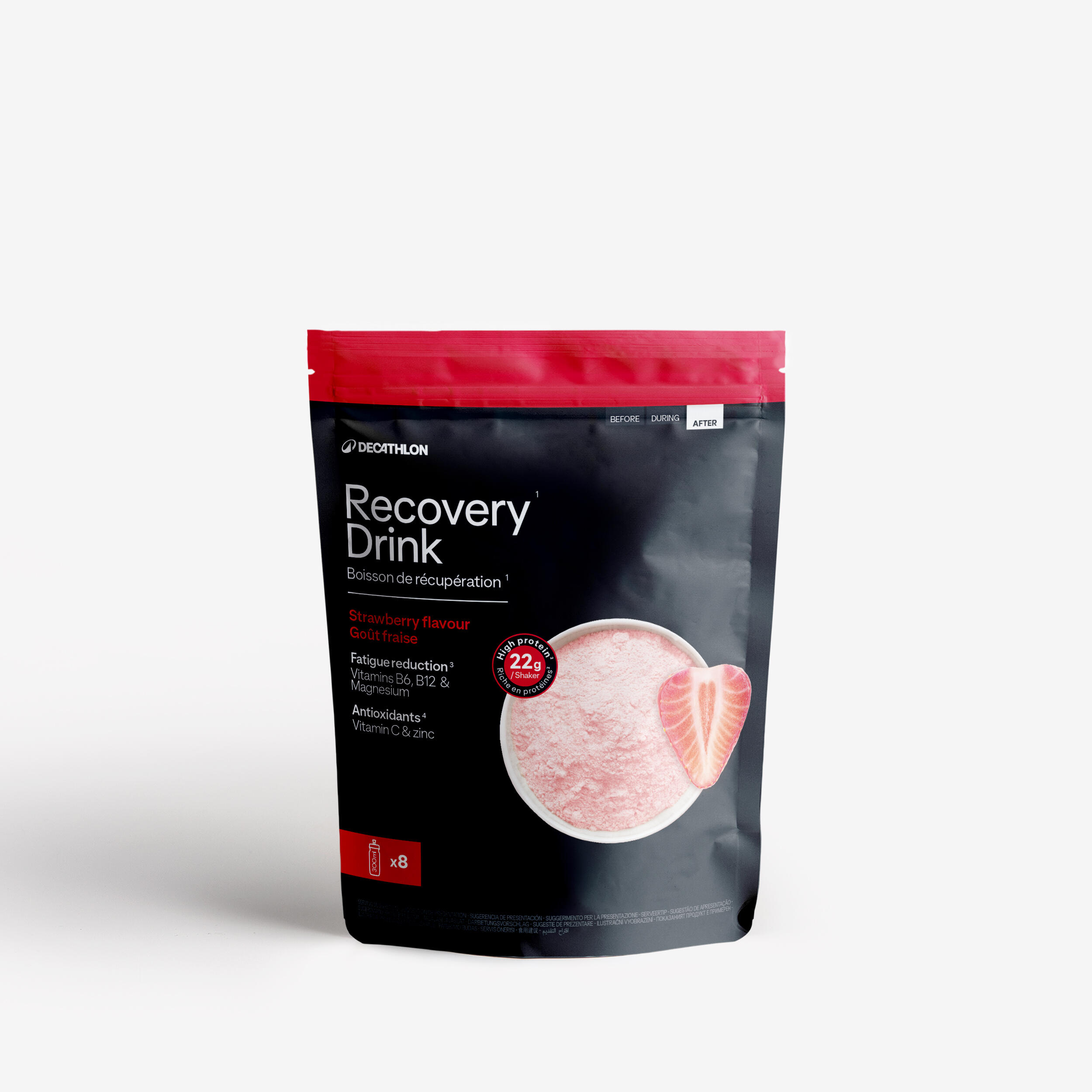 DECATHLON Powdered 600 g protein drink for recovery - strawberry