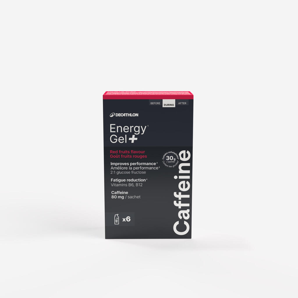 Caffeine energy gel (over 3 hours), mixed berries flavour, Energy Gel+ x6