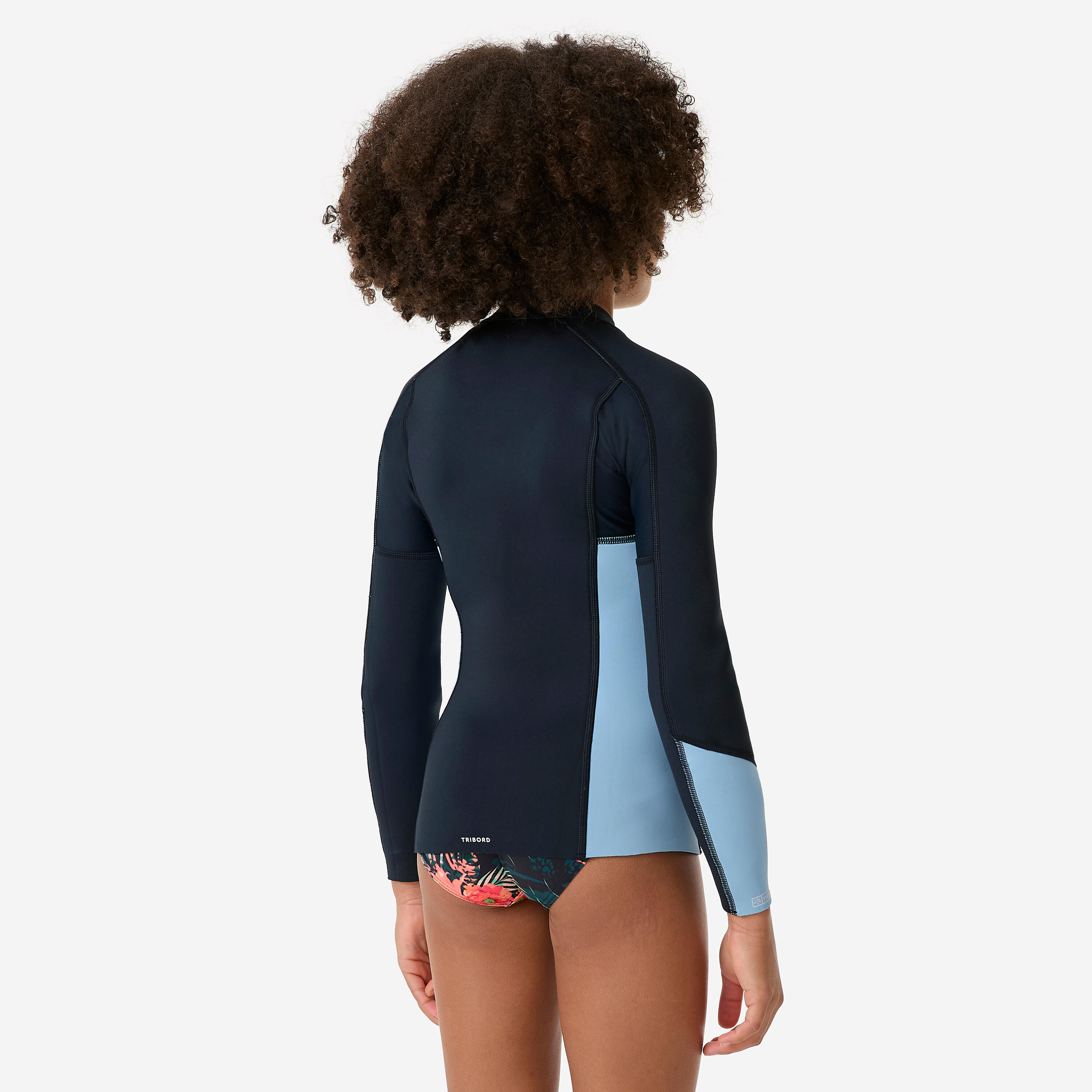 Top snorkeling manches longues Enfant caoutchouc naturel Yulex 1.5mm, bleu 3/9