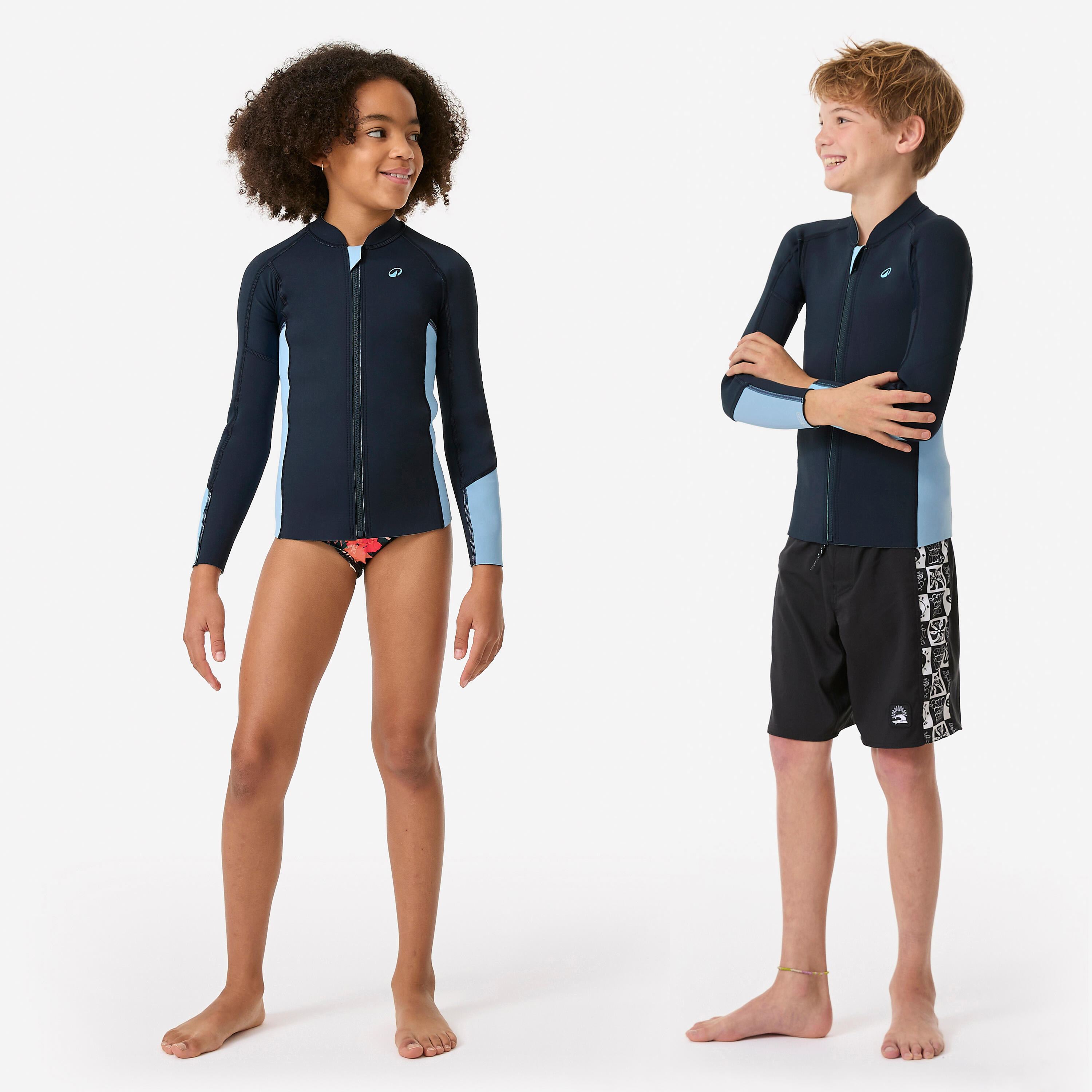 Top snorkeling manches longues Enfant caoutchouc naturel Yulex 1.5mm, bleu 2/9