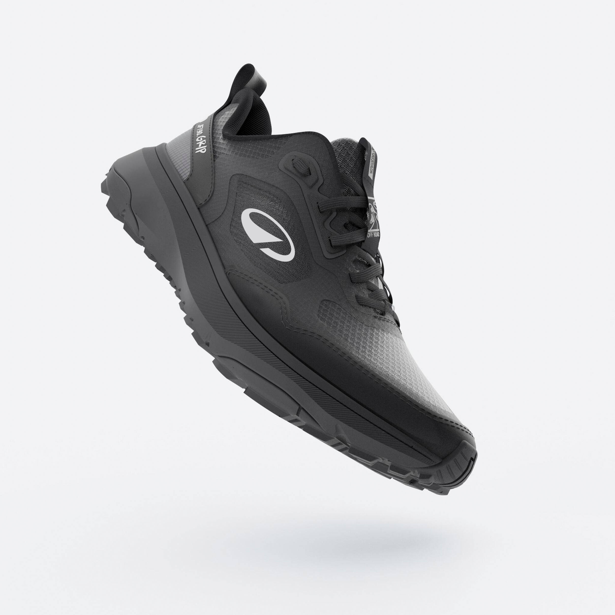 Men Running and Trail Running Shoes, Kiprun JF 190 Grip  - Black -  2