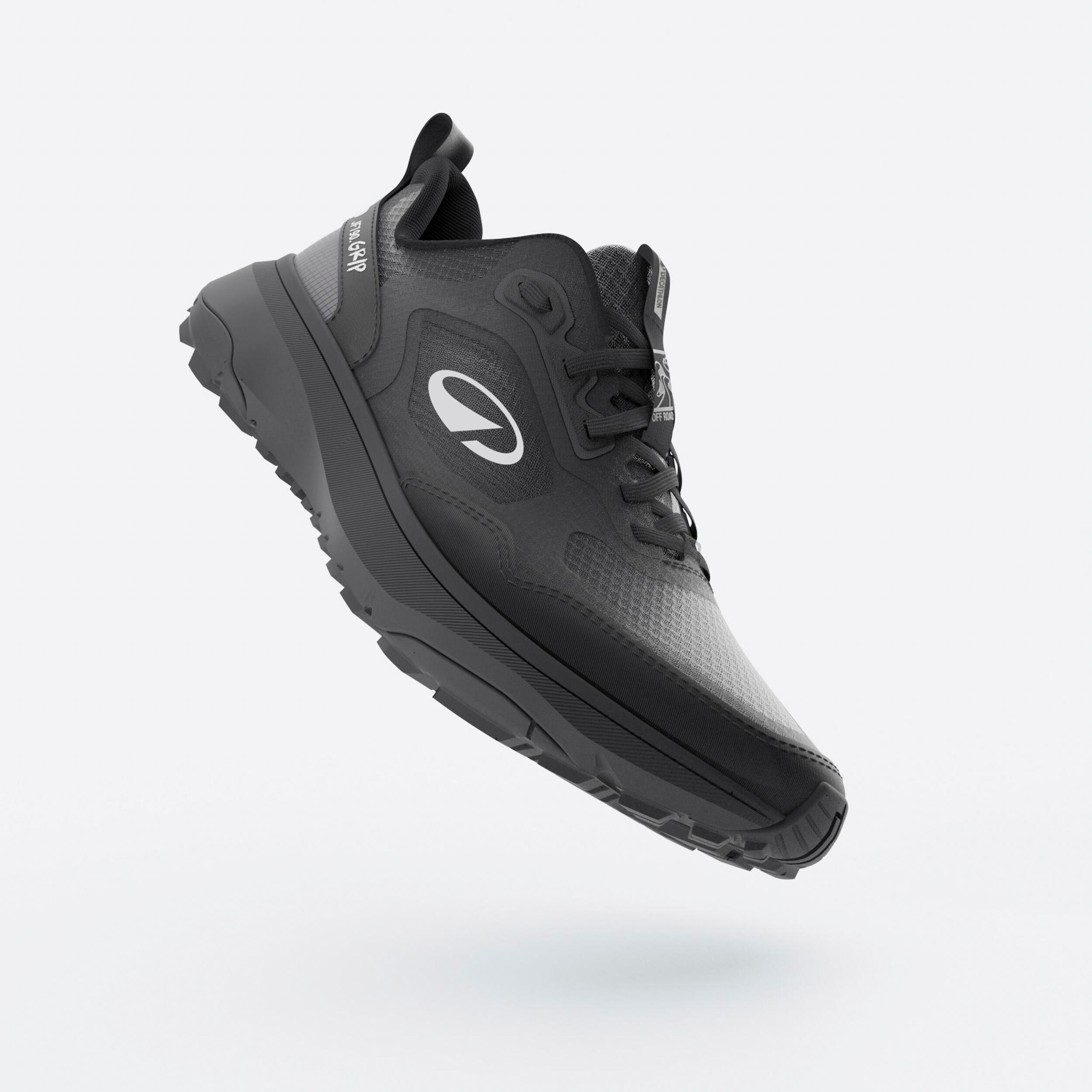 Men's Road and Trail Running Shoes, JF 190 Grip - Smoked black