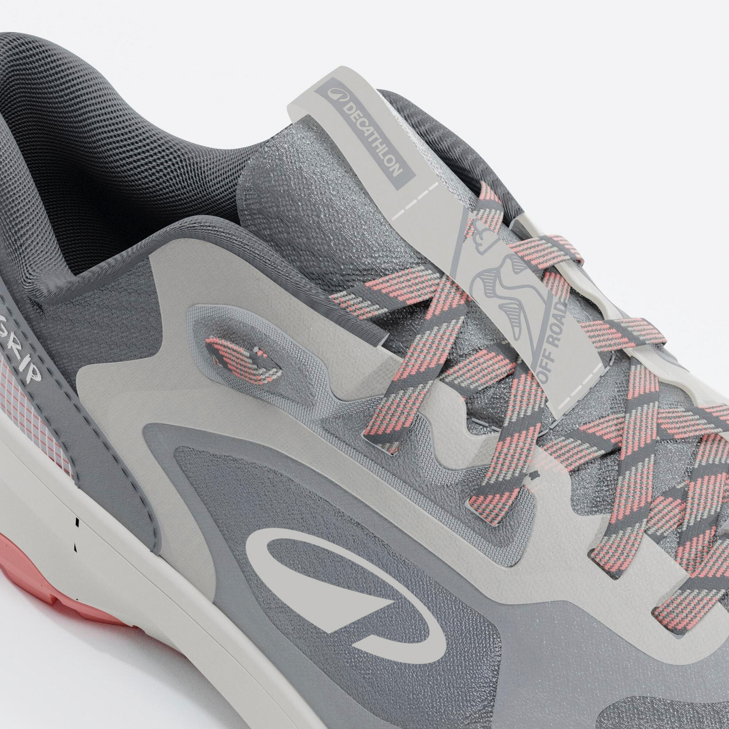 Running und Trail Schuh Damen, JF190 Grip Grau Pink 7/8