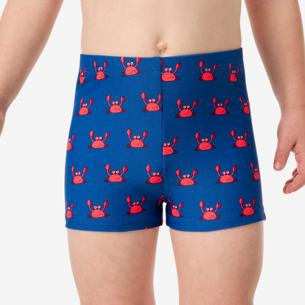 Boxer de bain bébé / enfant bleu imprimé crabes