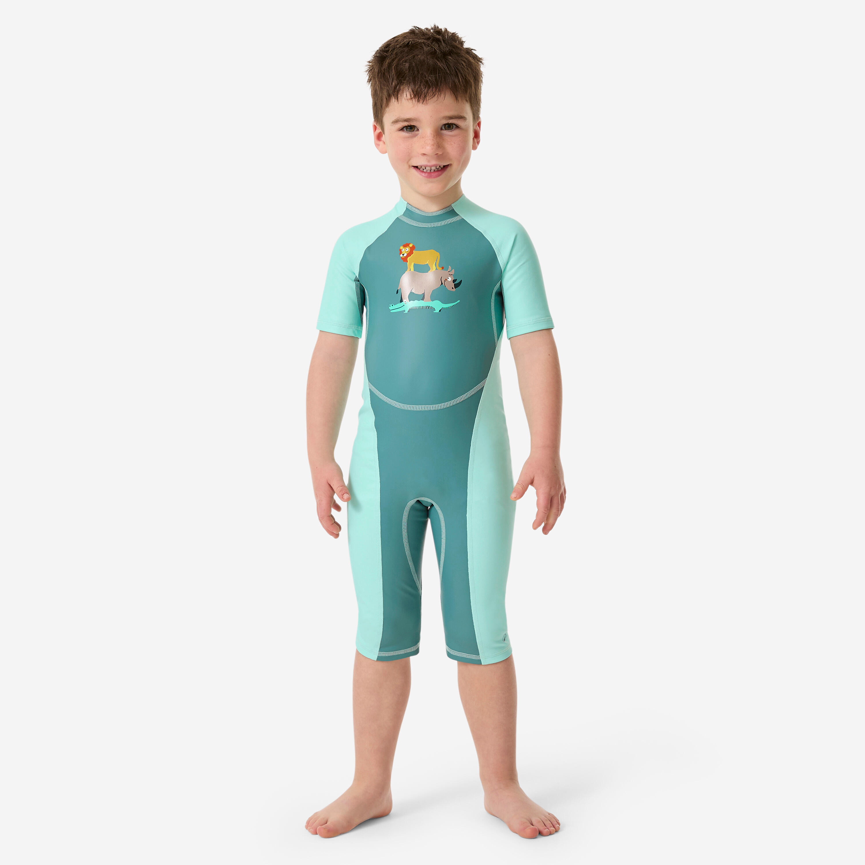 Baby UV-Protection Wetsuit green with savannah print 2/11