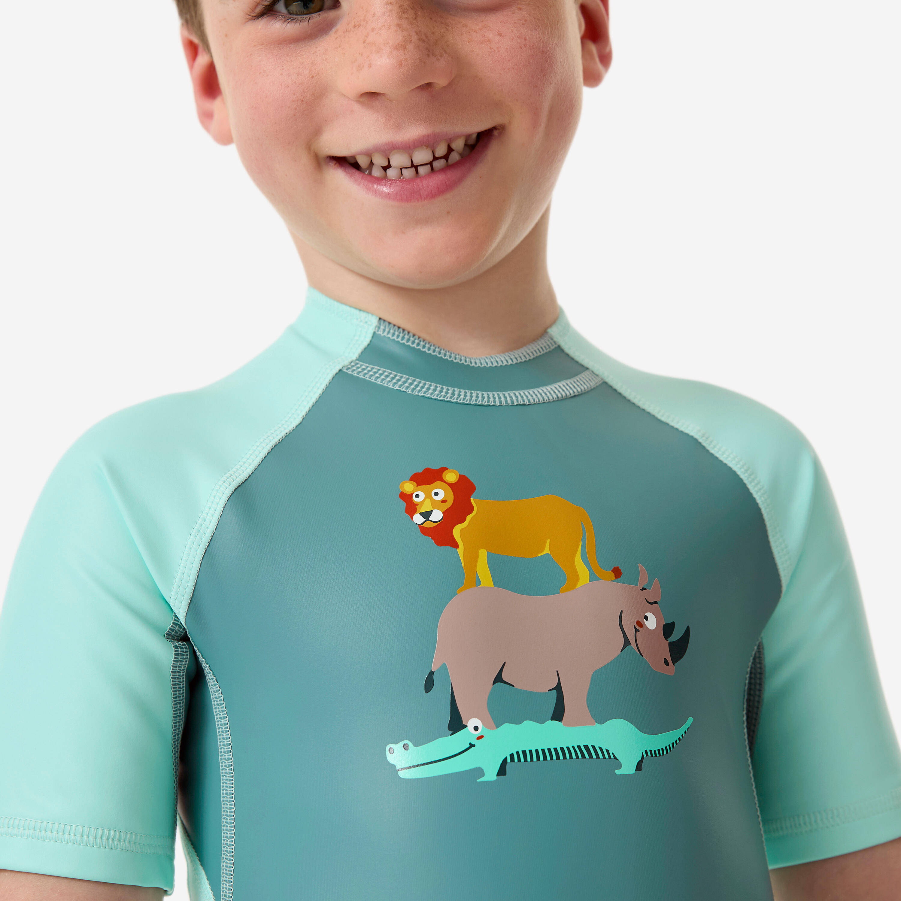 Baby UV-Protection Wetsuit Flexible & Sun-Resistant Green SAVANNAH Print -  4