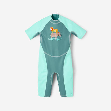 Combinaison anti uv bébé kloupi vert imprimé savane