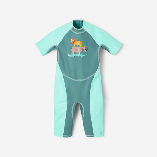 Combinaison anti uv bébé kloupi vert imprimé savane