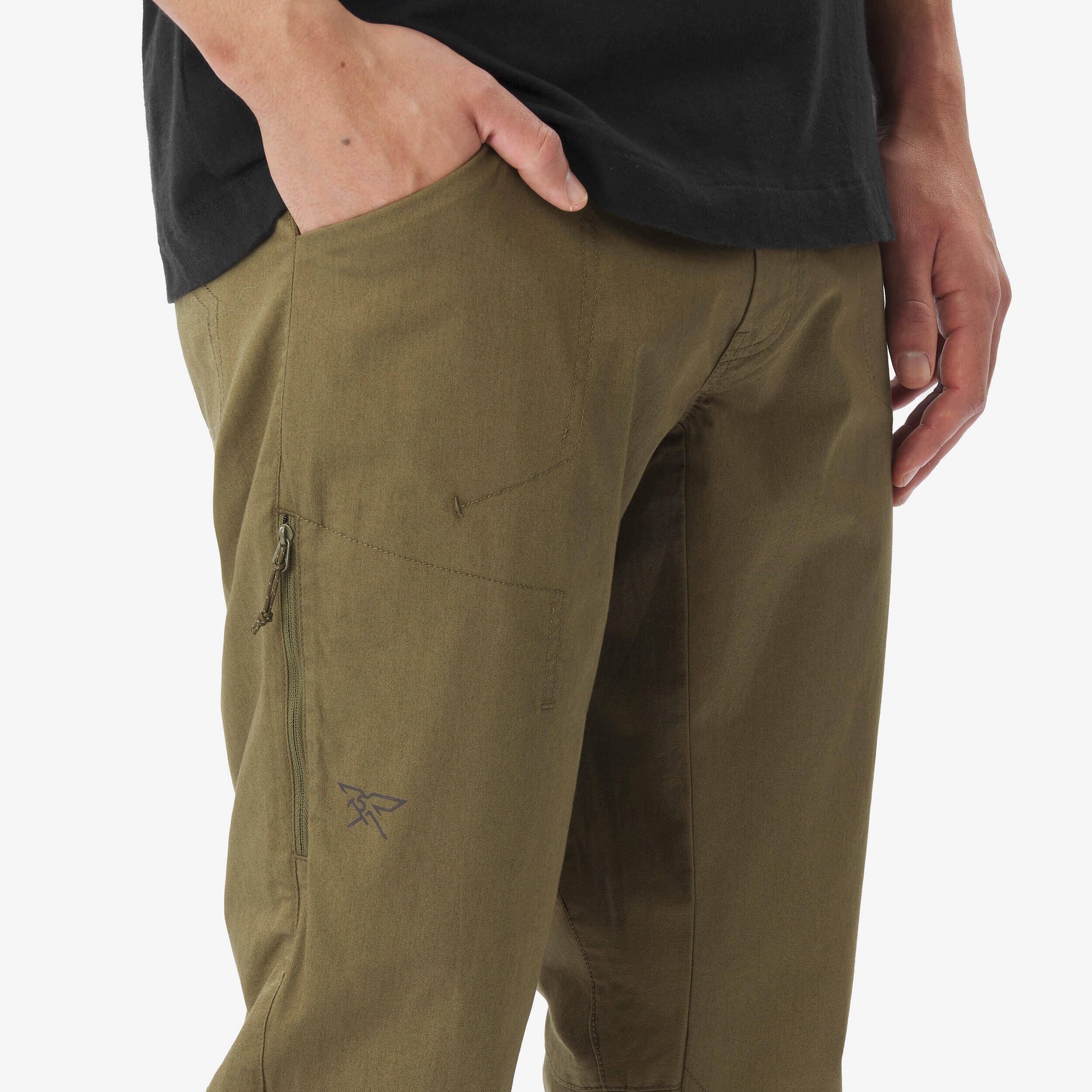 Men’s cotton climbing trousers, Vertika khaki -  4
