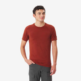 T-shirt de trek manches courtes en laine mérinos homme, Merino Seamless marron