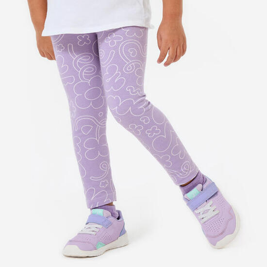Legging babygym coton enfant, Imprimé rose foncé