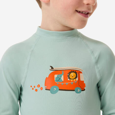Футболка дитяча з УФ-захистом з довгими рукавами з принтом вантажівки