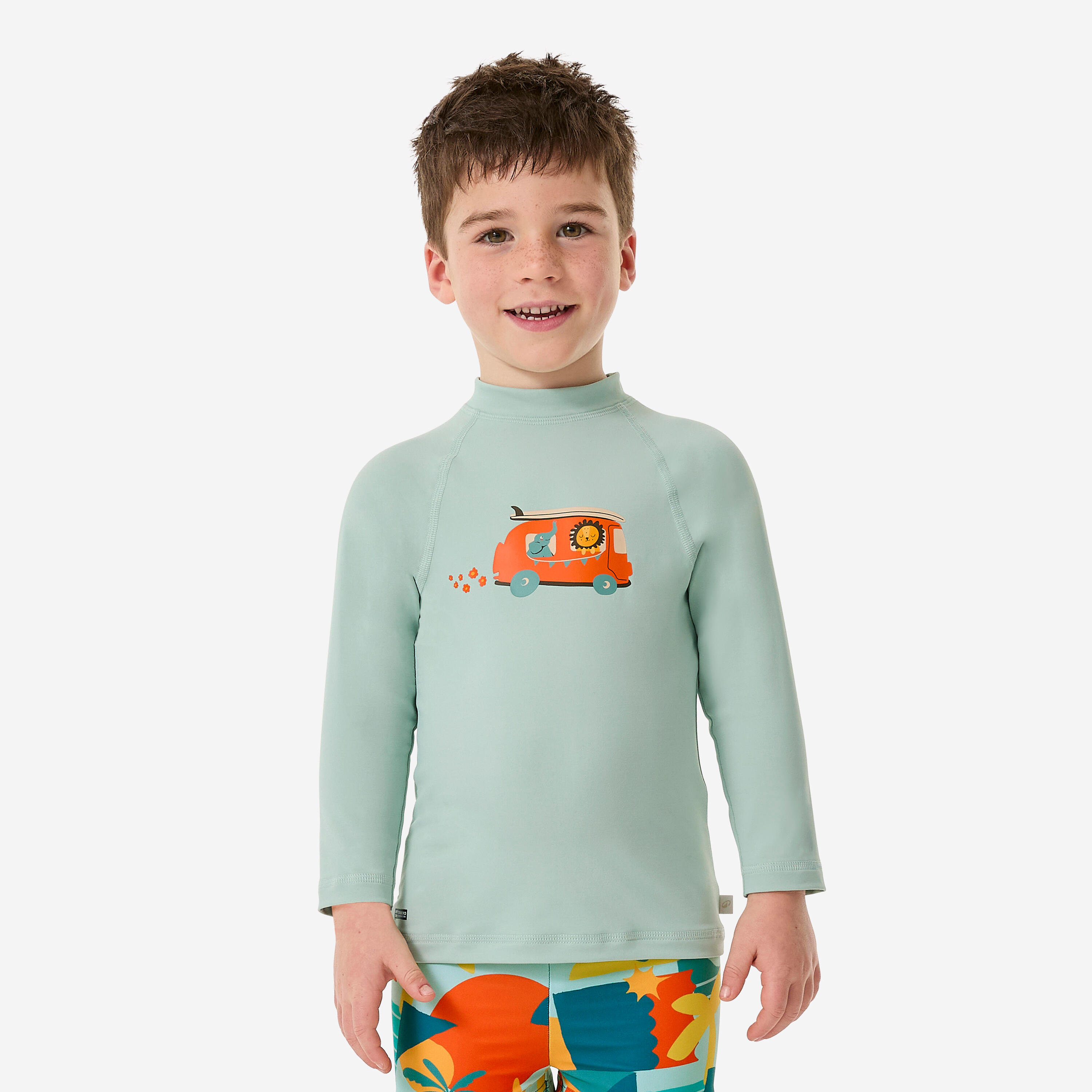 Baby UV-protection long sleeve T-shirt, van print green