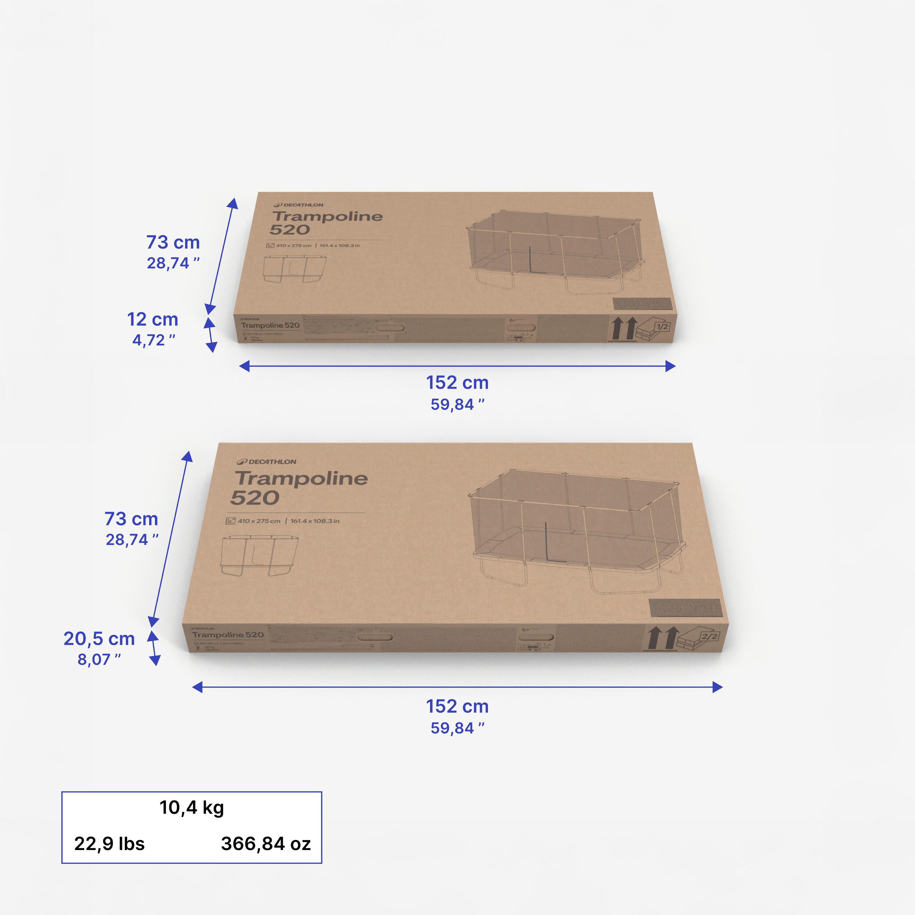 Trampolin rechteckig mit Sicherheitsnetz ‒ 520, schwarz 8/8