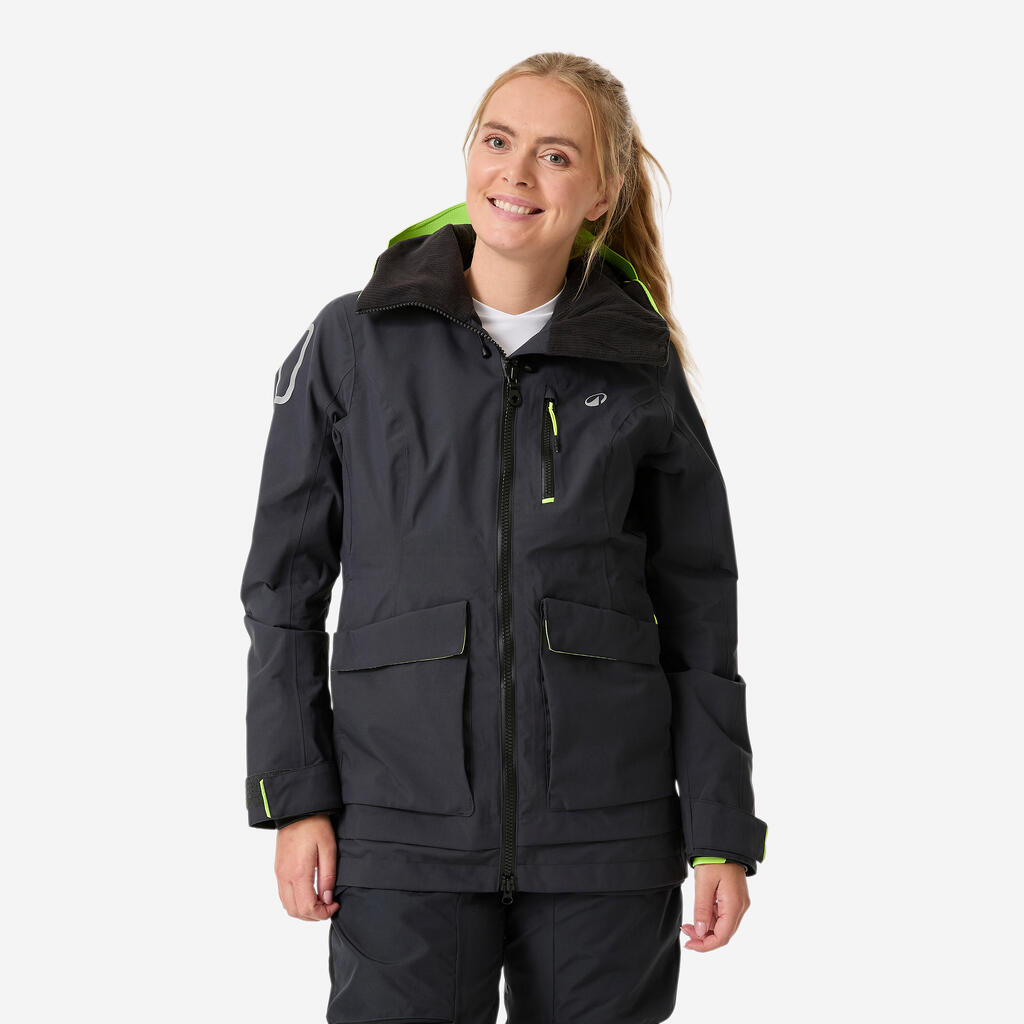 Women’s sailing jacket Sailing 500 dark grey