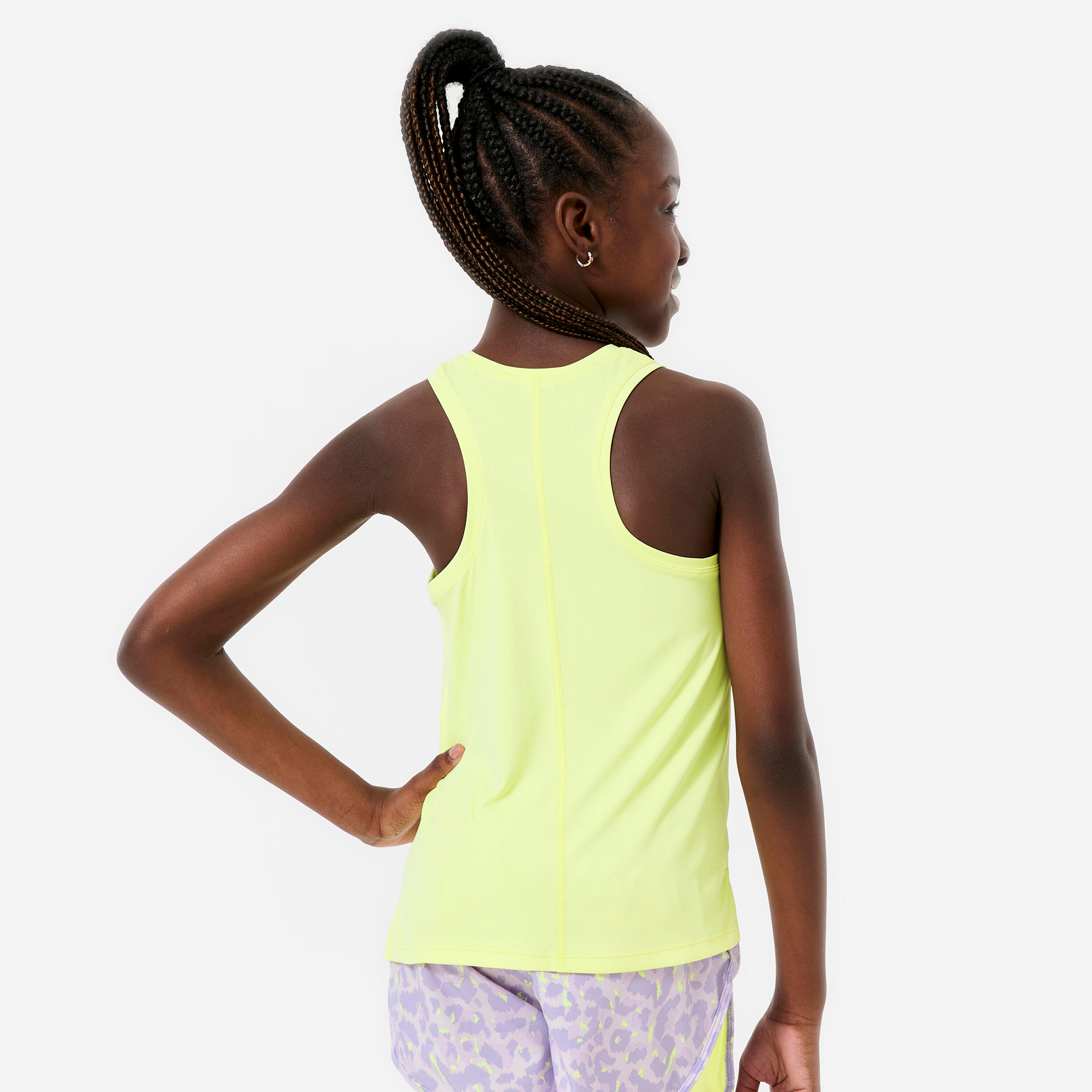 Débardeur multisport respirant fille, jaune fluo 4/12