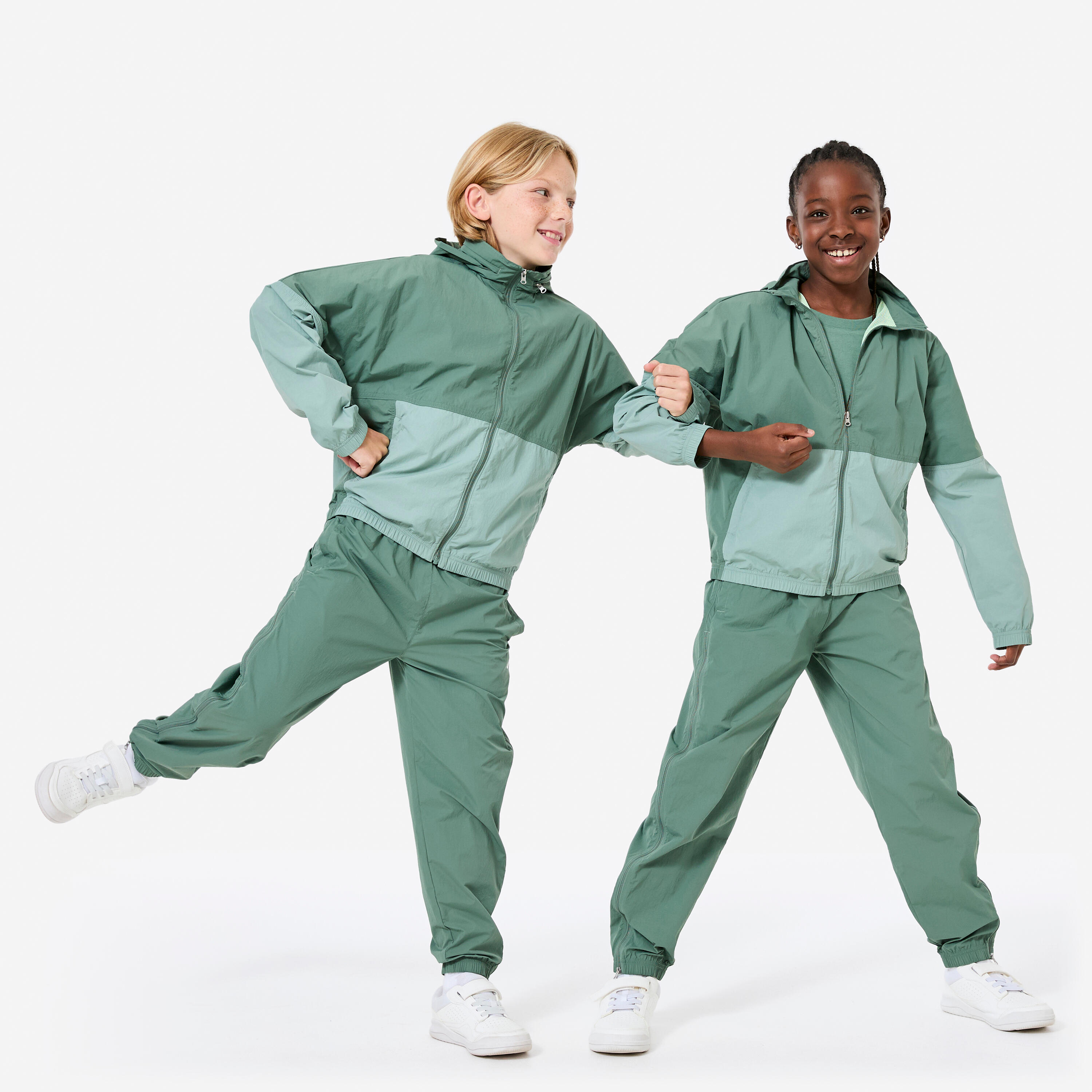 Pantaloni tuta bambino ginnastica leggeri idrorepellenti verdi 3/6