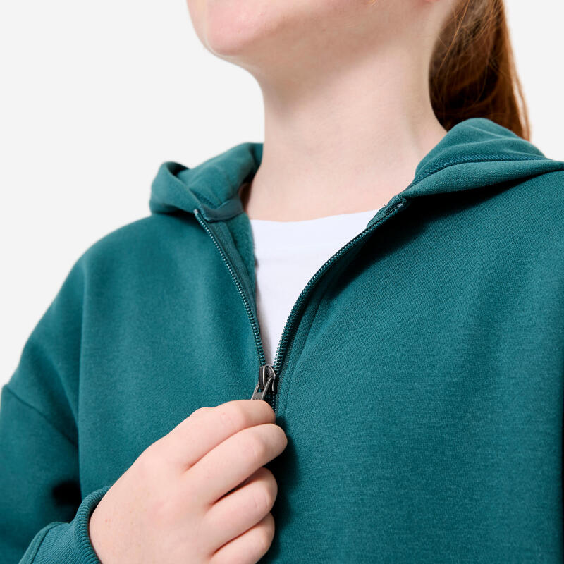 Fermuarlı Kapüşonlu Sweatshirt - Koyu Yeşil