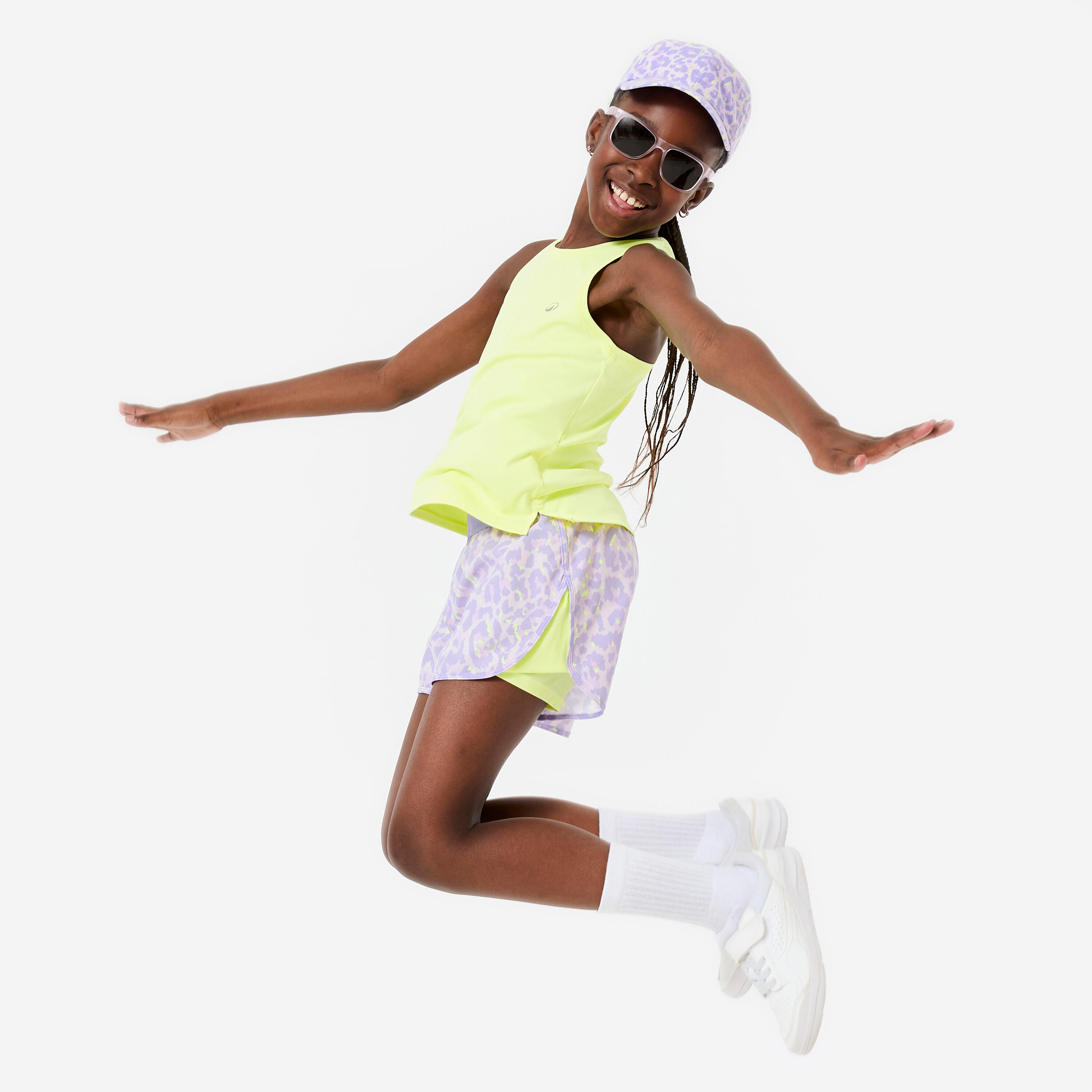 Débardeur multisport respirant fille, jaune fluo 8/12