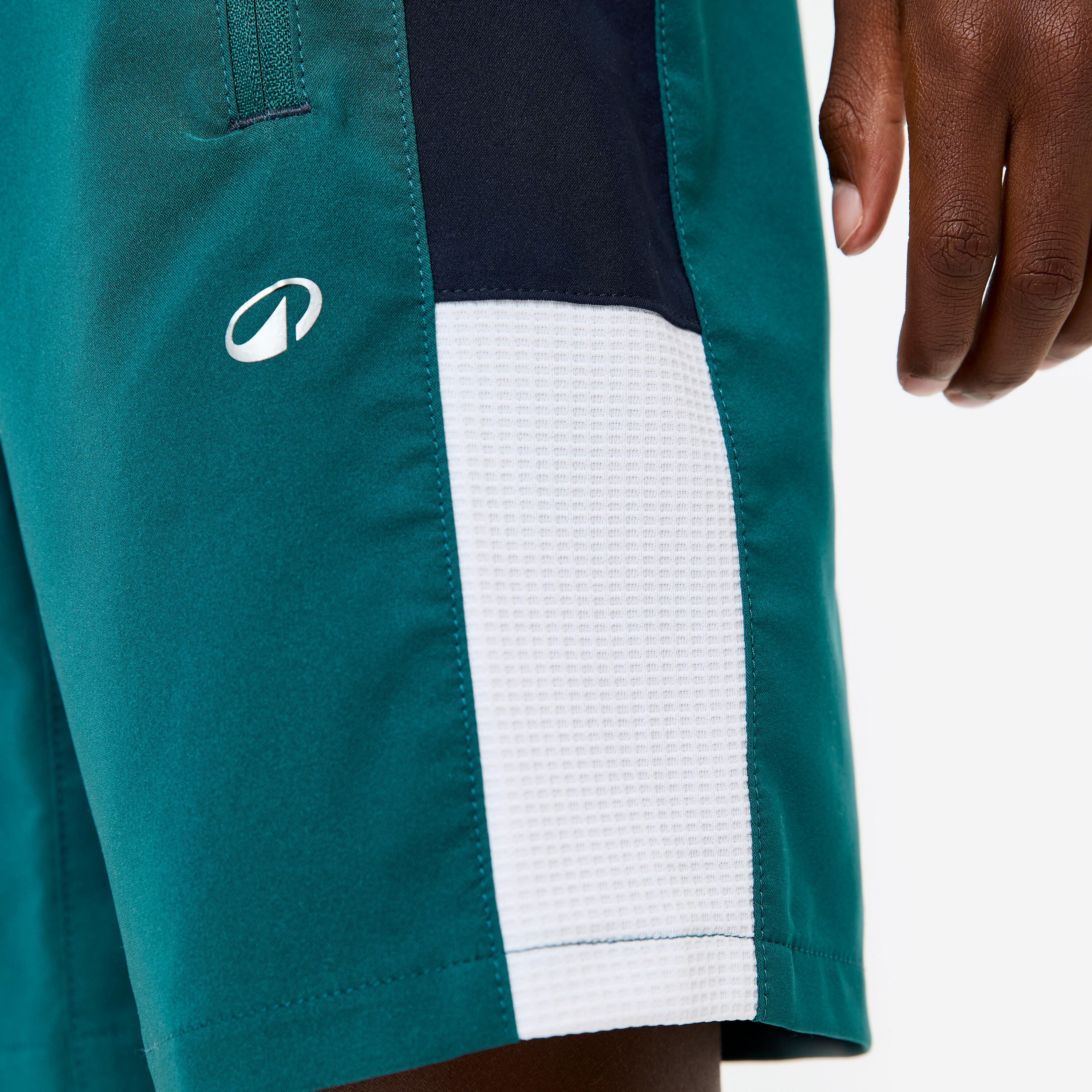 Pantalón Corto Múltiples Deportes Niños Verde Oscuro-Azul-Blanco Transpirable 5/7