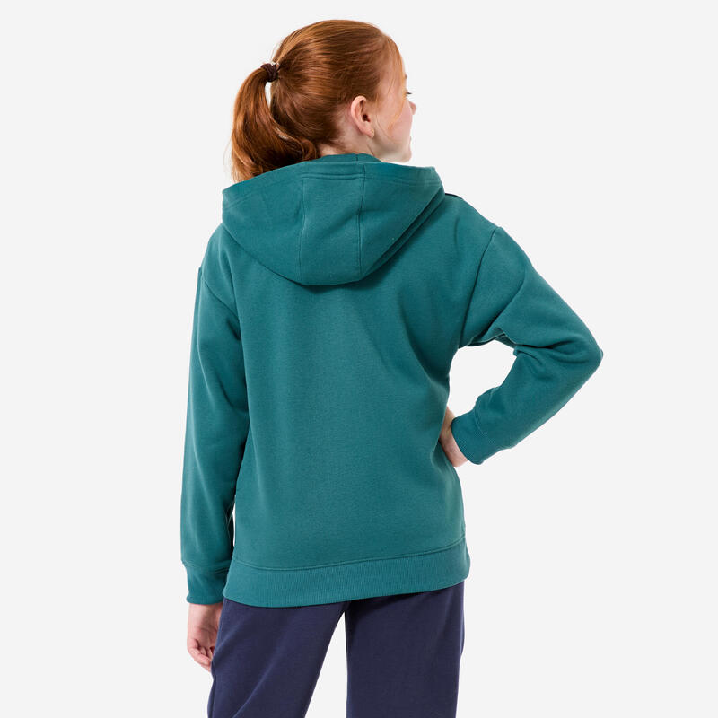 Fermuarlı Kapüşonlu Sweatshirt - Koyu Yeşil