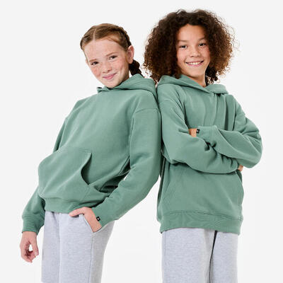 Felpa bambino ginnastica con cappuccio oversize pesante grigia