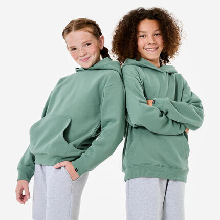 Sweat à capuche oversize enfant, vert kaki