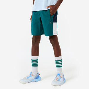 Pantalón Corto Múltiples Deportes Niños Verde Oscuro-Azul-Blanco Transpirable