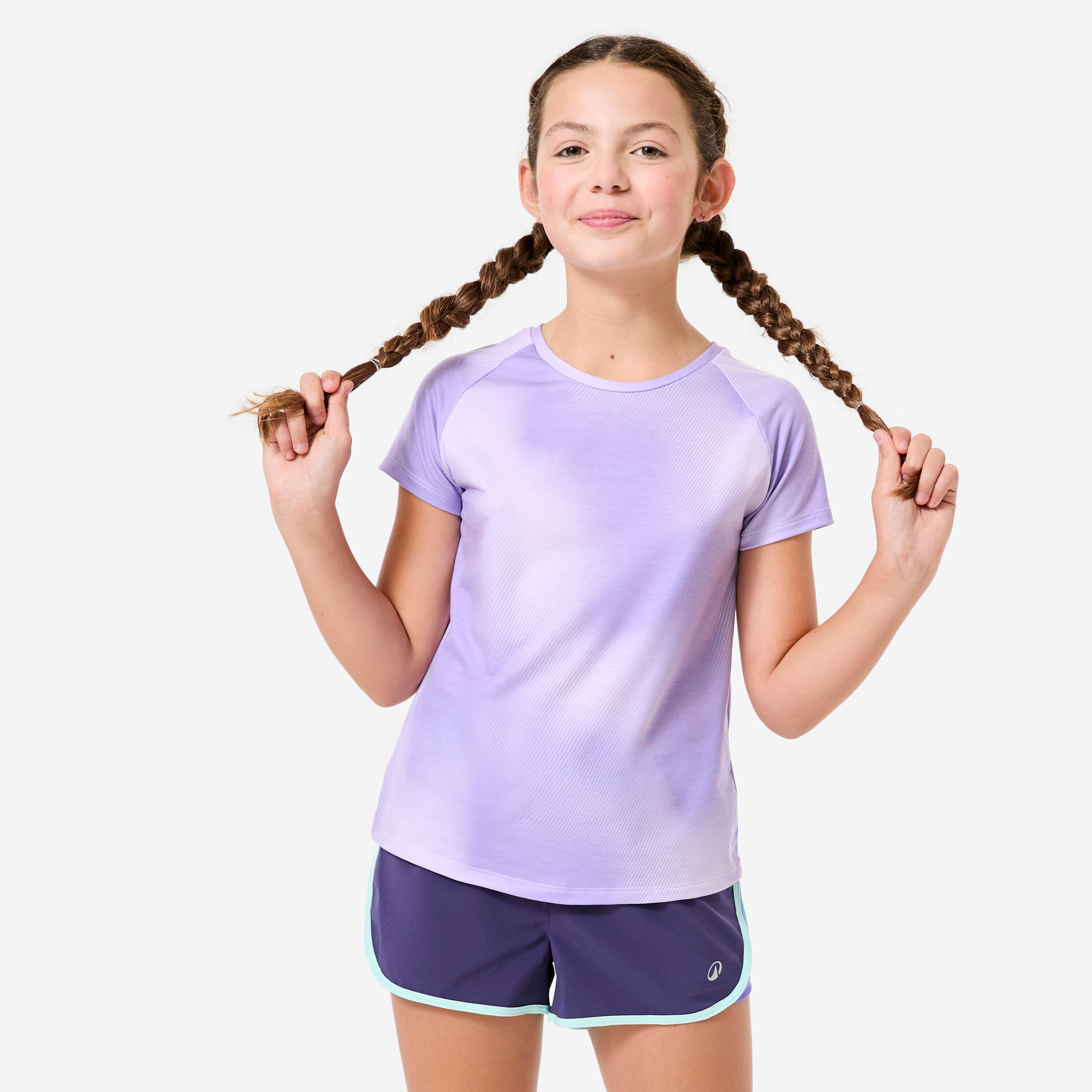 DECATHLON Dievčenské športové priedušné tričko tmavoružové 160-166 cm