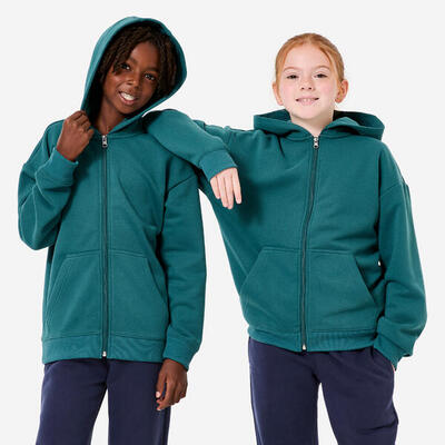 Felpa bambino ginnastica con cappuccio e zip pesante blu