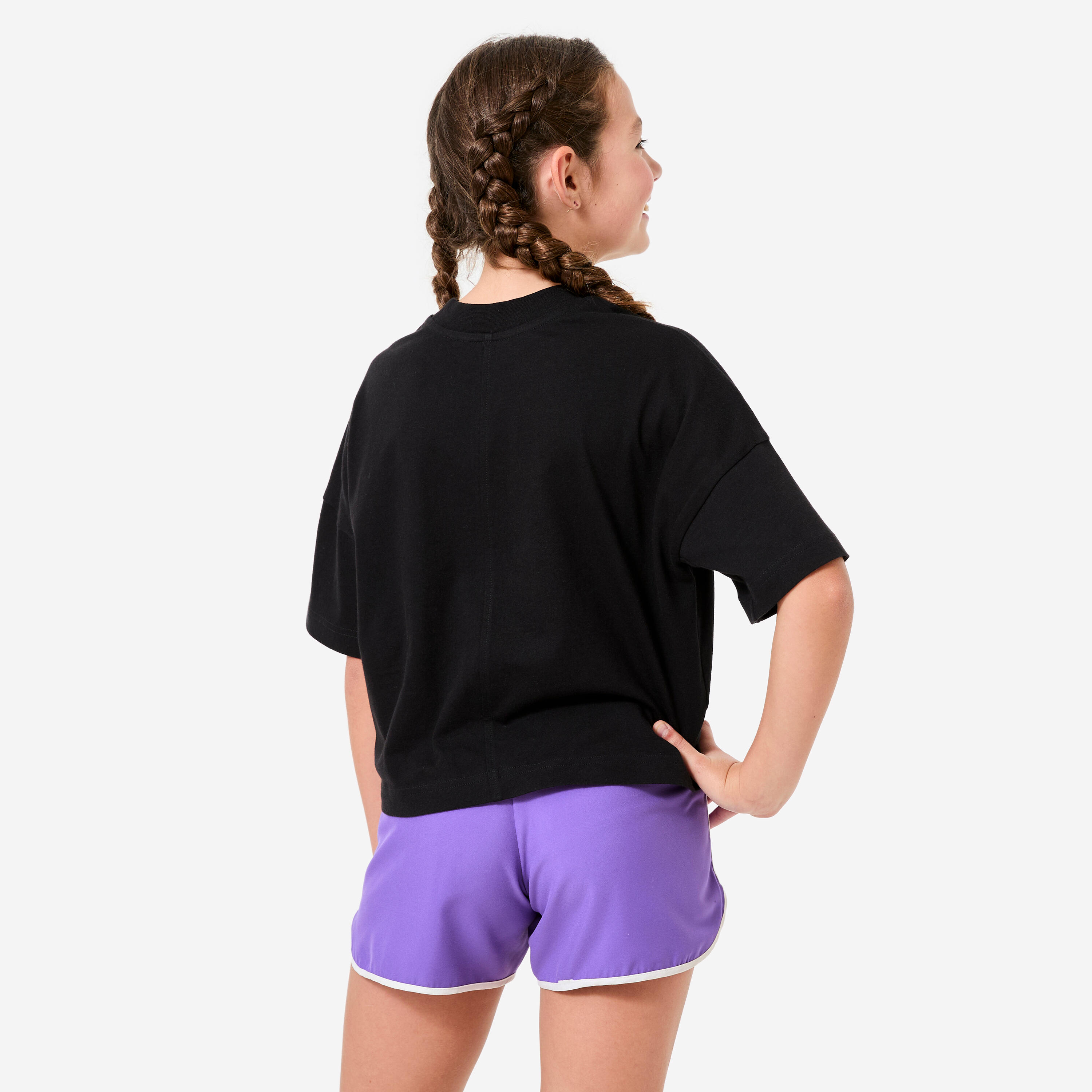 Tee-shirt coupe loose fille, noir 4/5