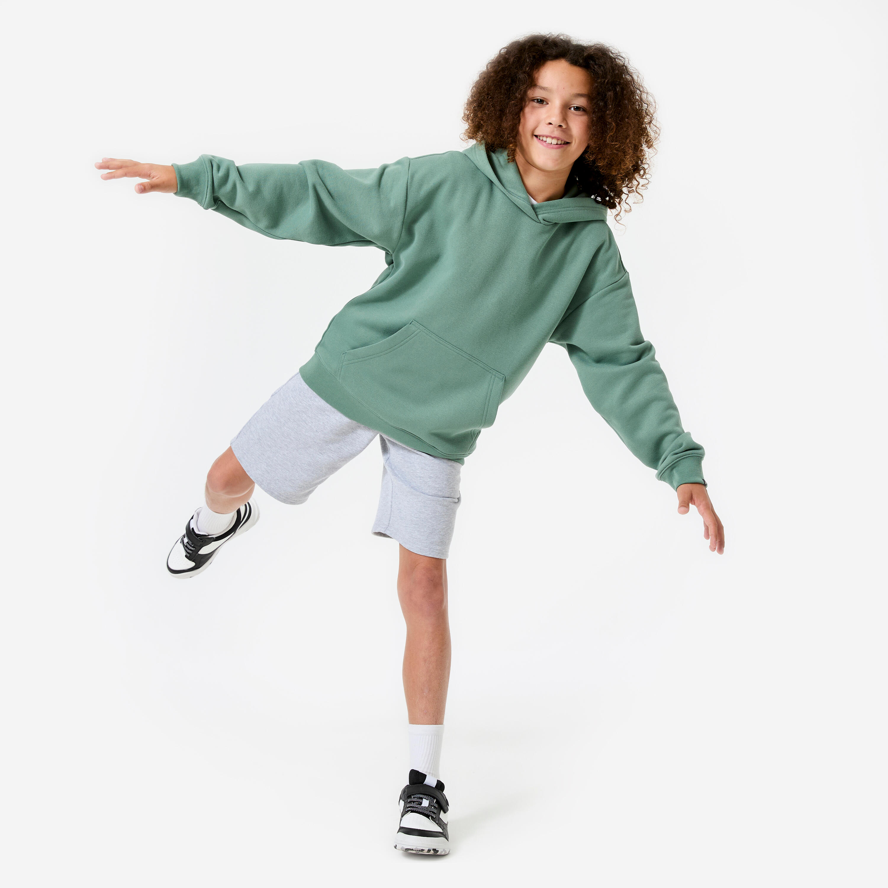 Kapuzen-Sweat Oversize Kinder, khaki 6/6