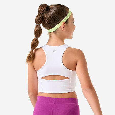 Топ спортивний для дівчат з відкритою спиною білий