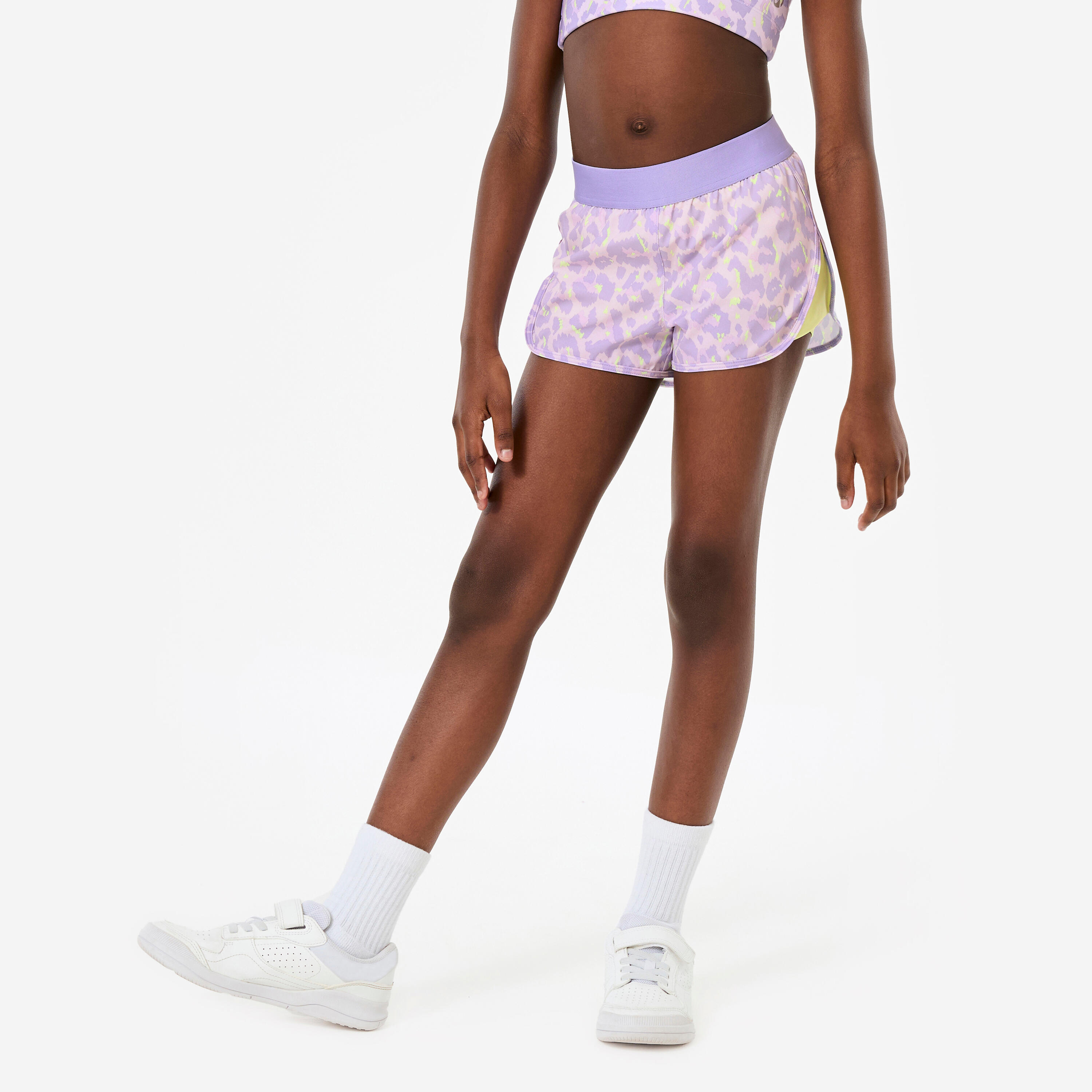 Decathlon UK Decathlon Girls 2-in-1 Breathable Multisport Shorts - Light Purple | FREE Click & Collect at Stores and Asda. 365 Days return available.