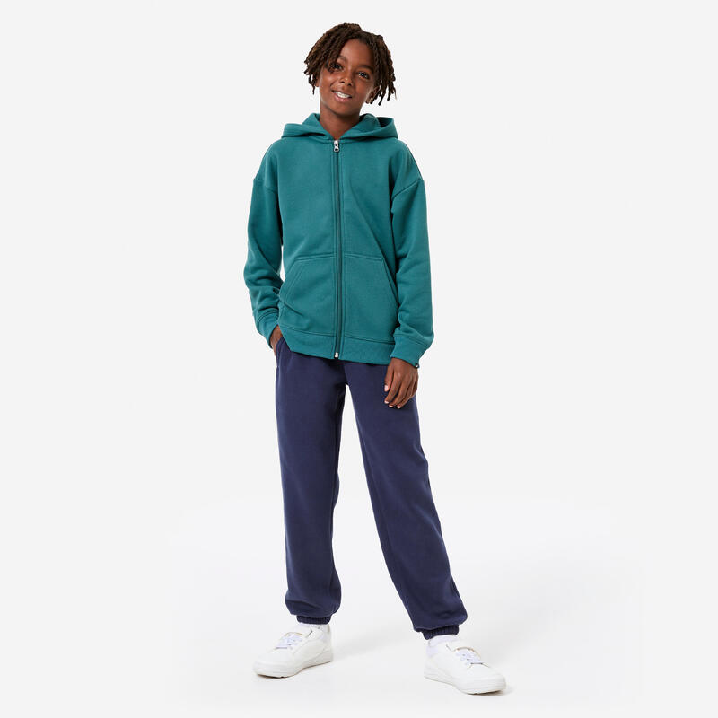 Fermuarlı Kapüşonlu Sweatshirt - Koyu Yeşil
